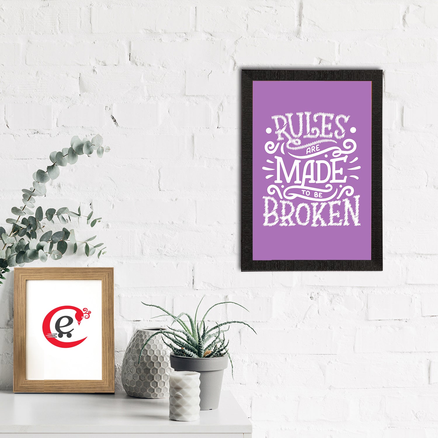 "Rules Are Made To Be Broken" Motivational Quote Satin Matt Texture UV Art Painting 1