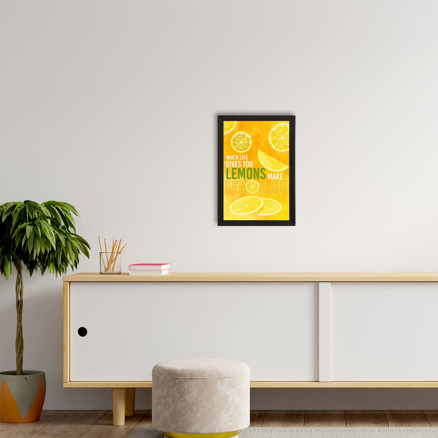 "When Life Gives You LEMONS Make LEMONADE" Motivational Quote Satin Matt Texture UV Art Painting 2