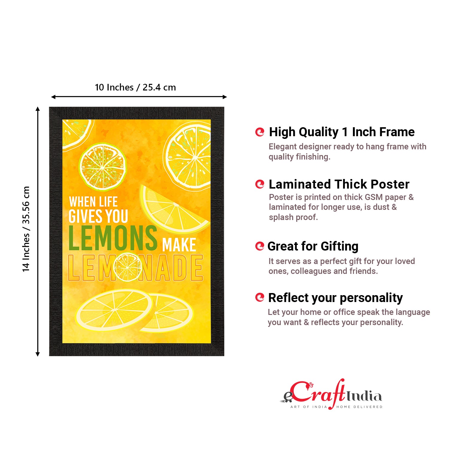 "When Life Gives You LEMONS Make LEMONADE" Motivational Quote Satin Matt Texture UV Art Painting 3