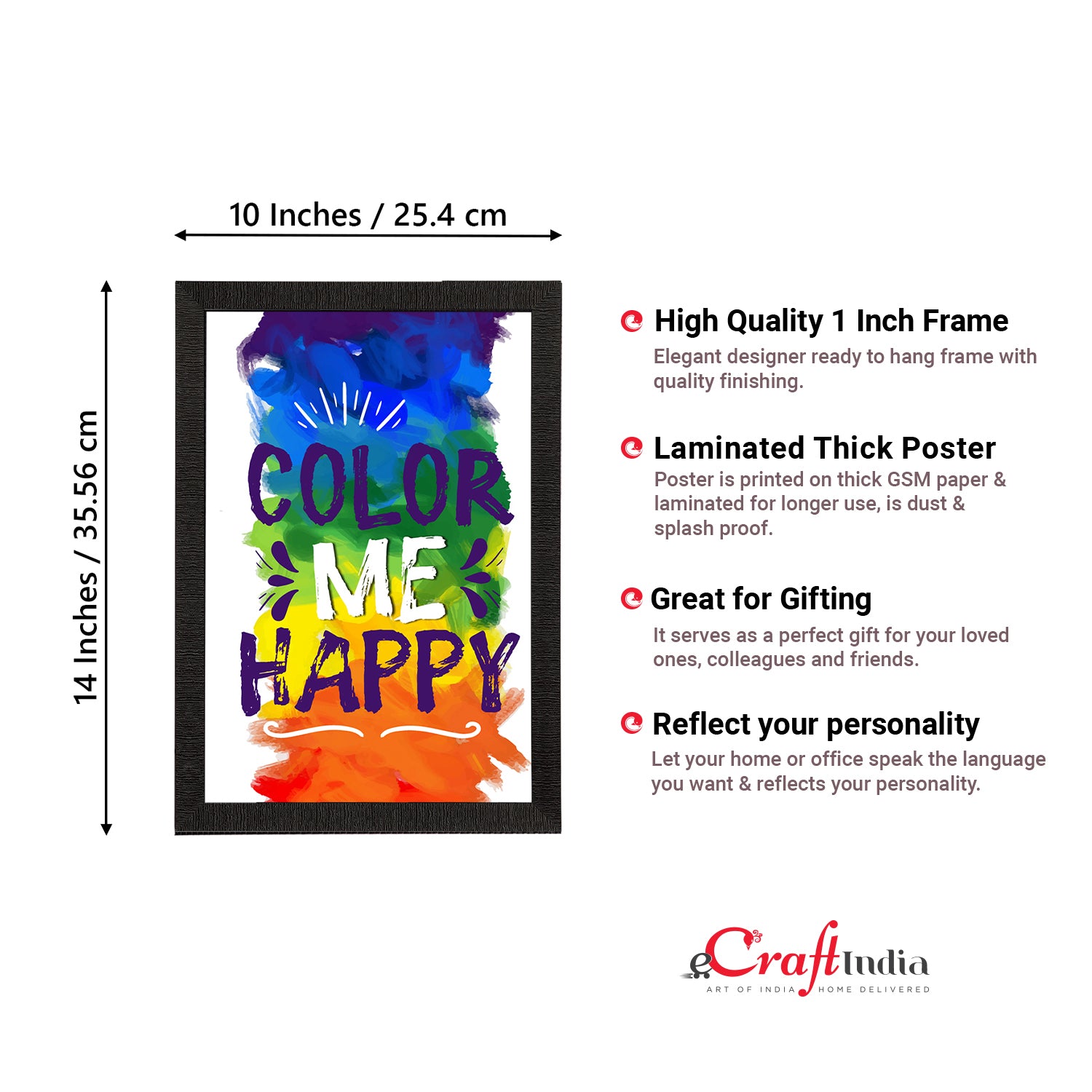 "Color Me Happy" Quirky Quotes Satin Matt Texture UV Art Painting 3