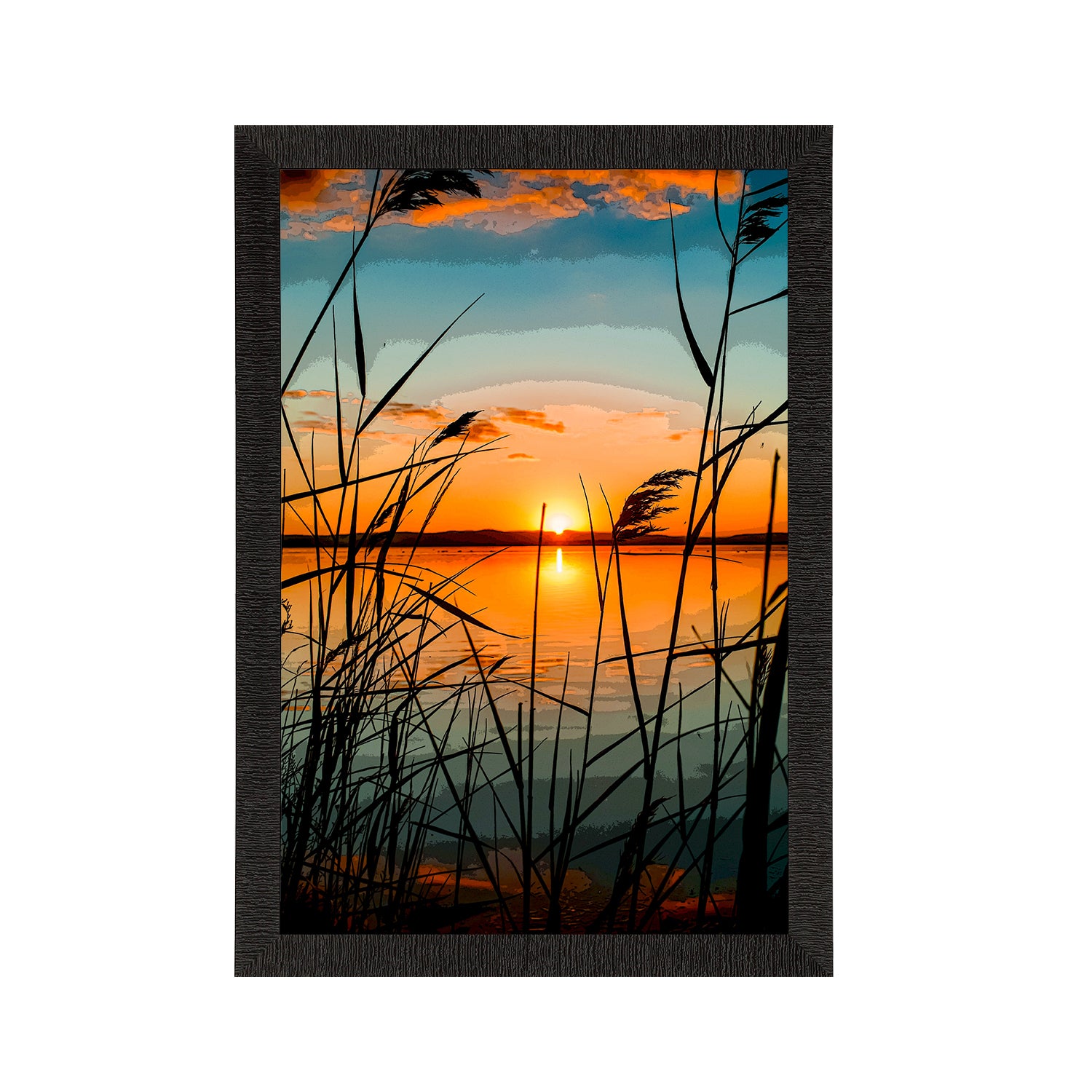 Sunset Lake View Satin Matt Texture UV Art Painting 2
