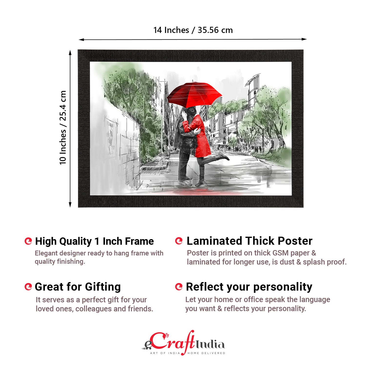 Romantic Couple Under Umbrella Love Theme Satin Matt Texture UV Art Painting 3