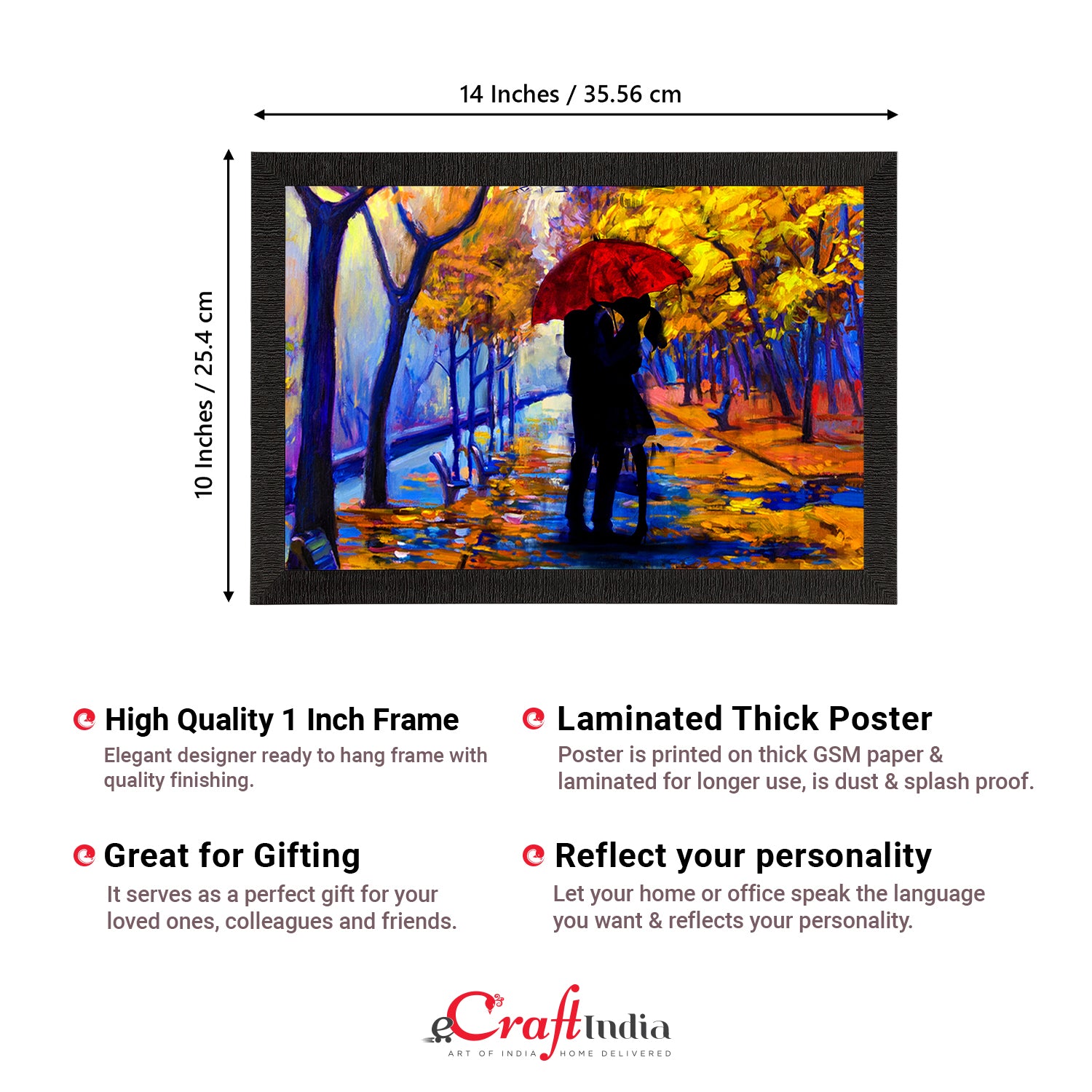 Romantic Couple Under Umbrella Love Theme Satin Matt Texture UV Art Painting 3