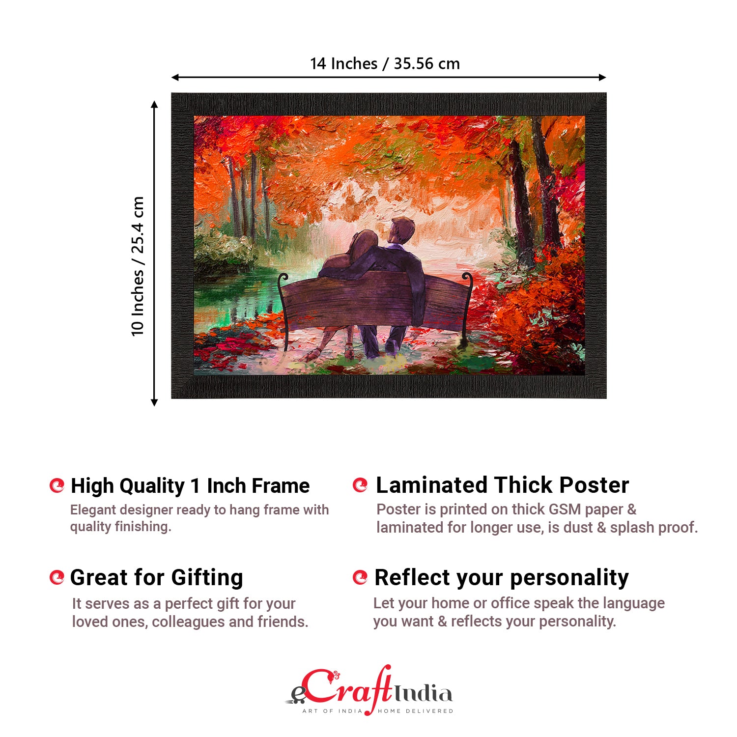 Romantic Couple Sitting on Bench Love Theme Satin Matt Texture UV Art Painting 3