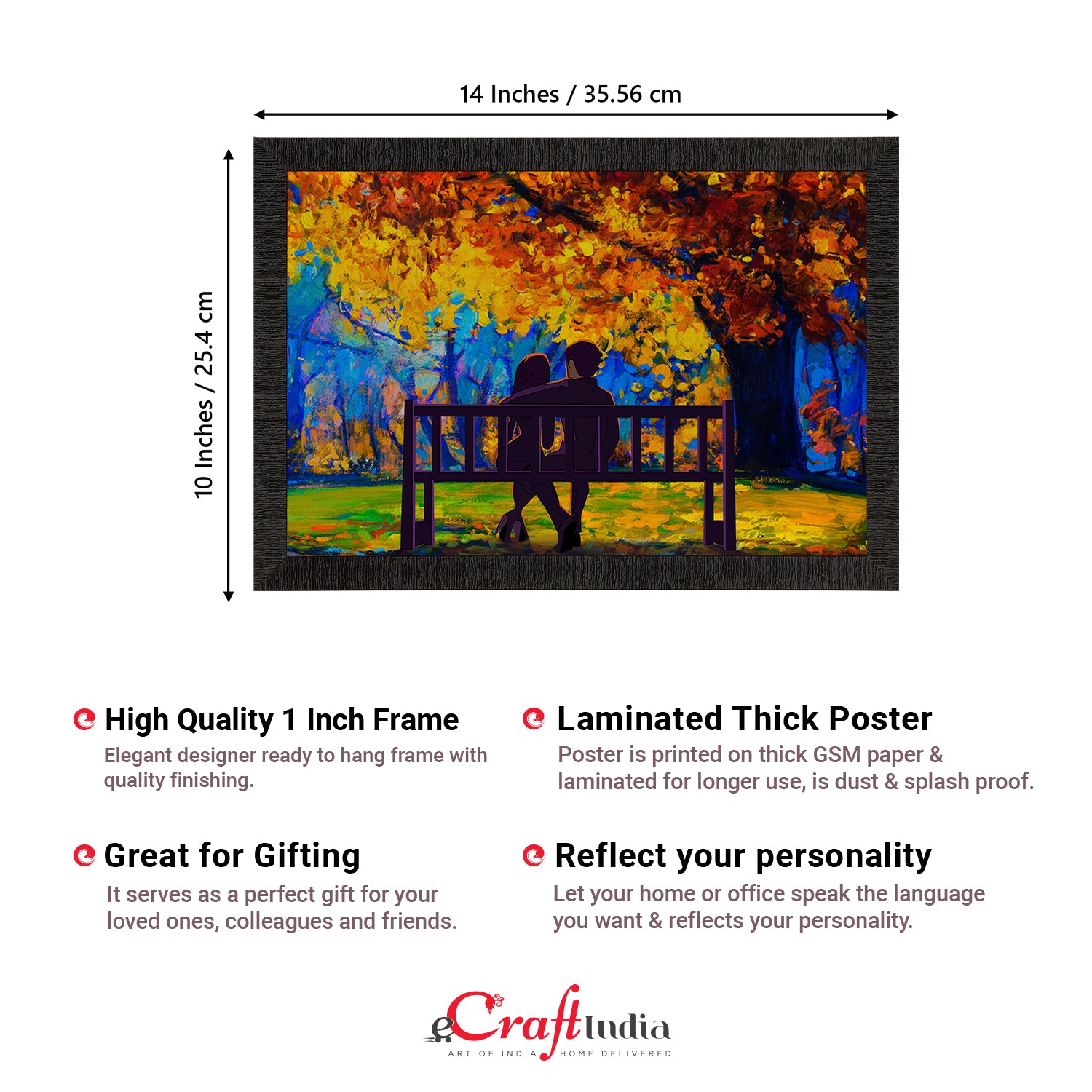 Romantic Couple Sitting on Bench Valentine Theme Satin Matt Texture UV Art Painting 3