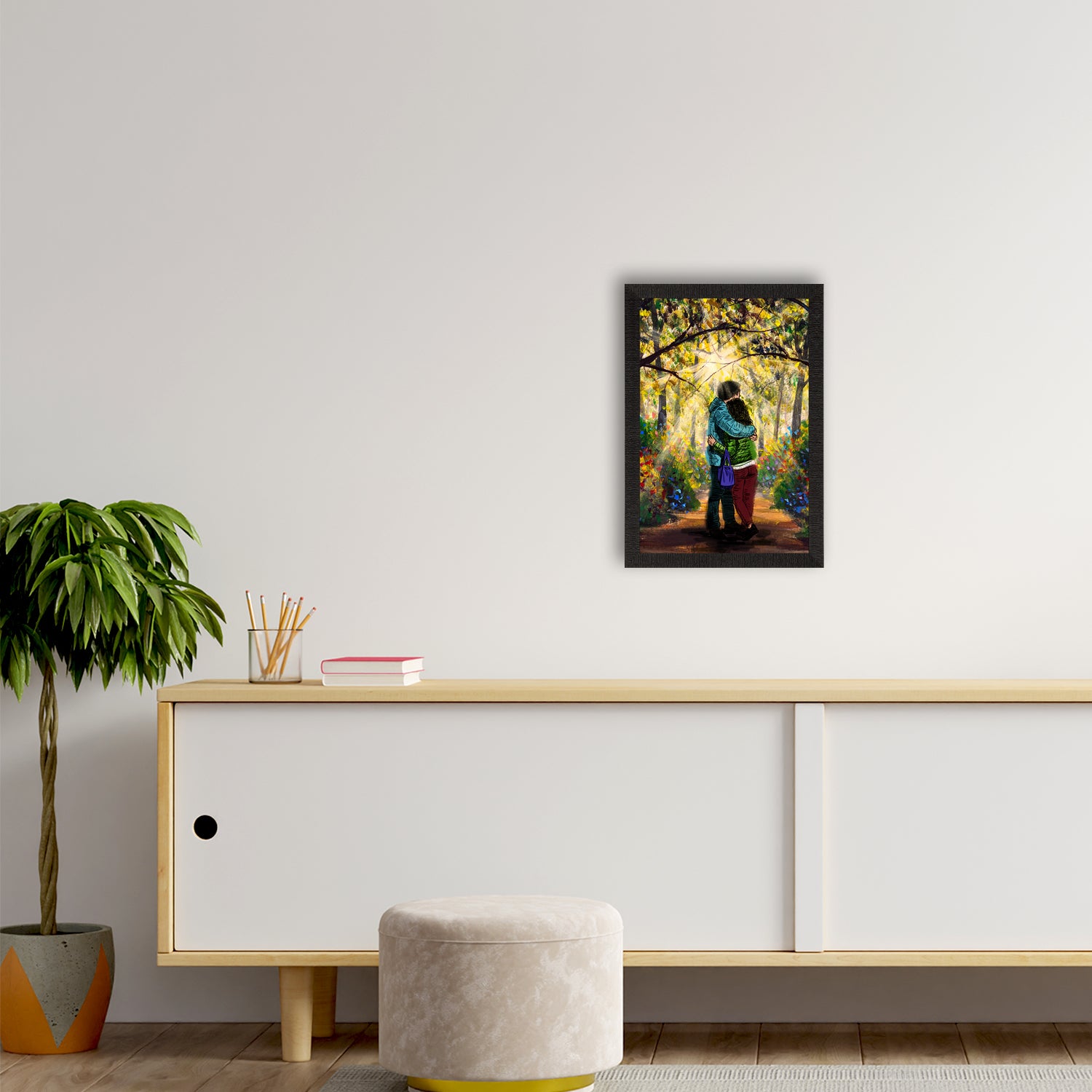 Romantic Couple Hugging Each Other Valentine Theme Satin Matt Texture UV Art Painting 2