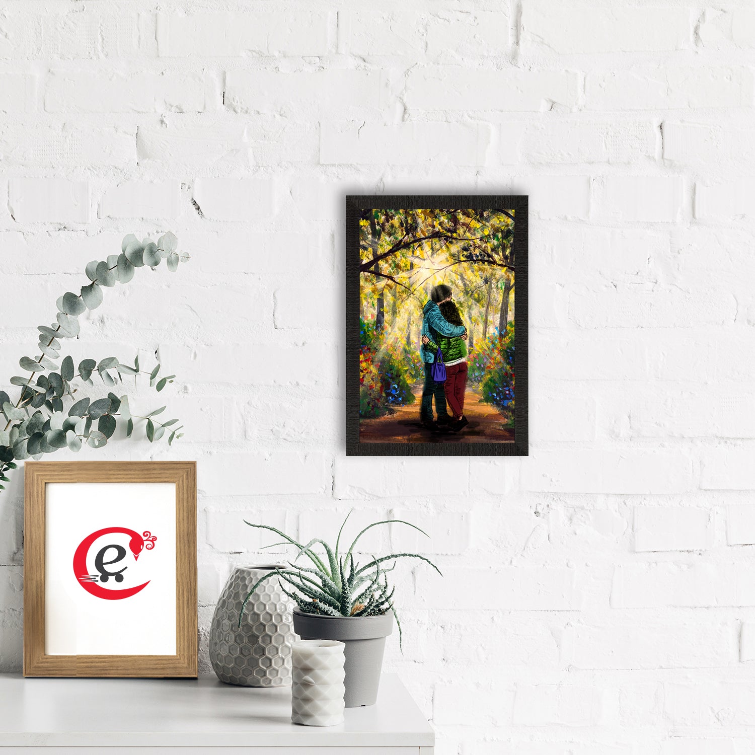 Romantic Couple Hugging Each Other Valentine Theme Satin Matt Texture UV Art Painting 1