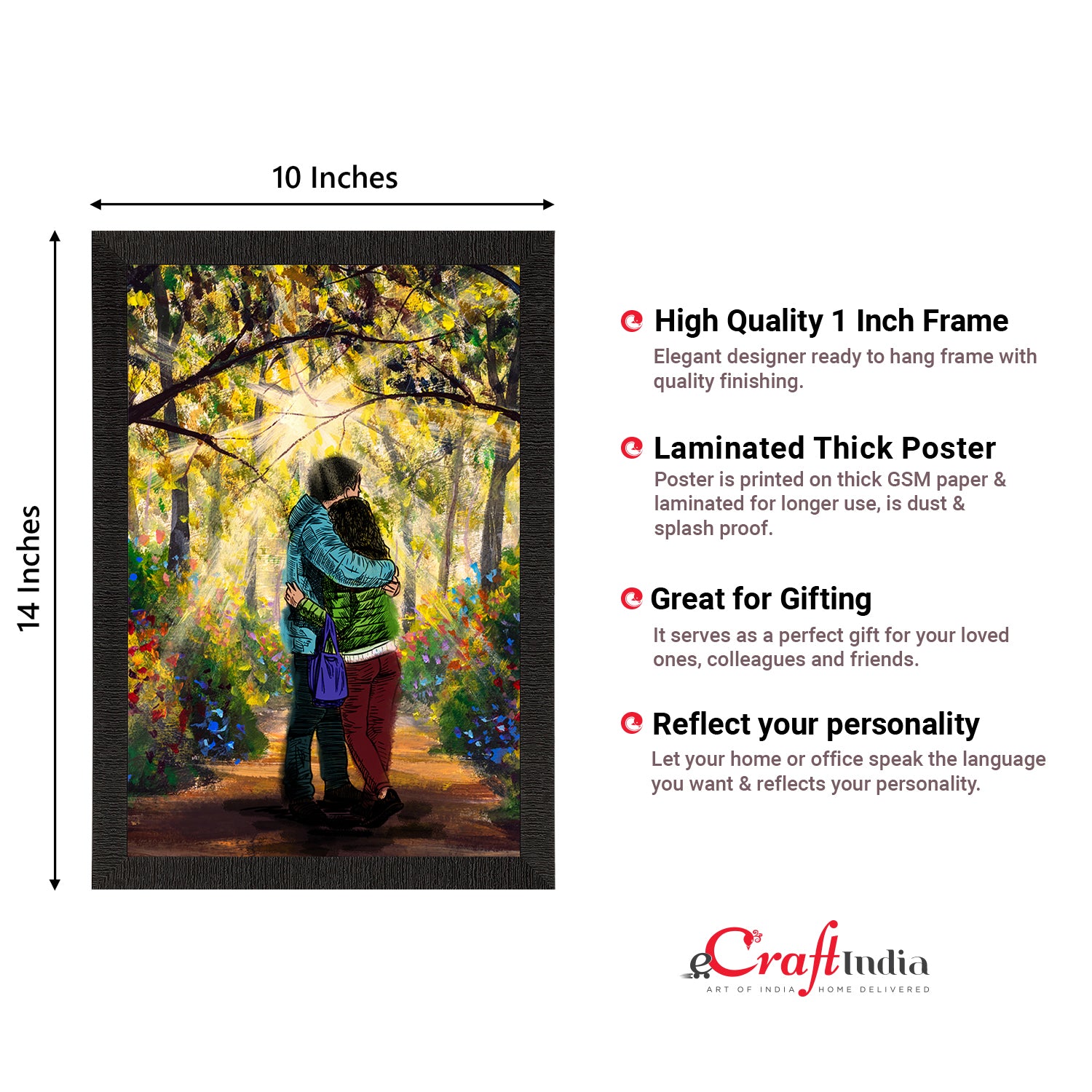 Romantic Couple Hugging Each Other Valentine Theme Satin Matt Texture UV Art Painting 3