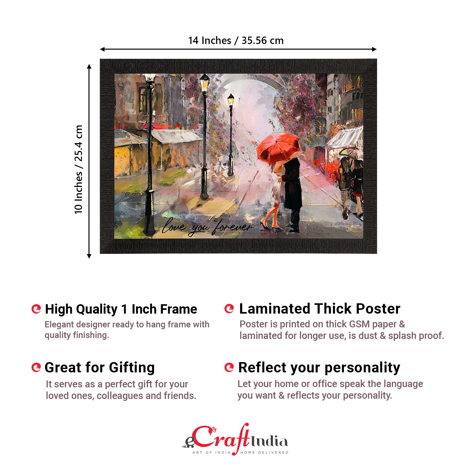 Romantic Couple Under Umbrella Love Theme Satin Matt Texture UV Art Painting 3