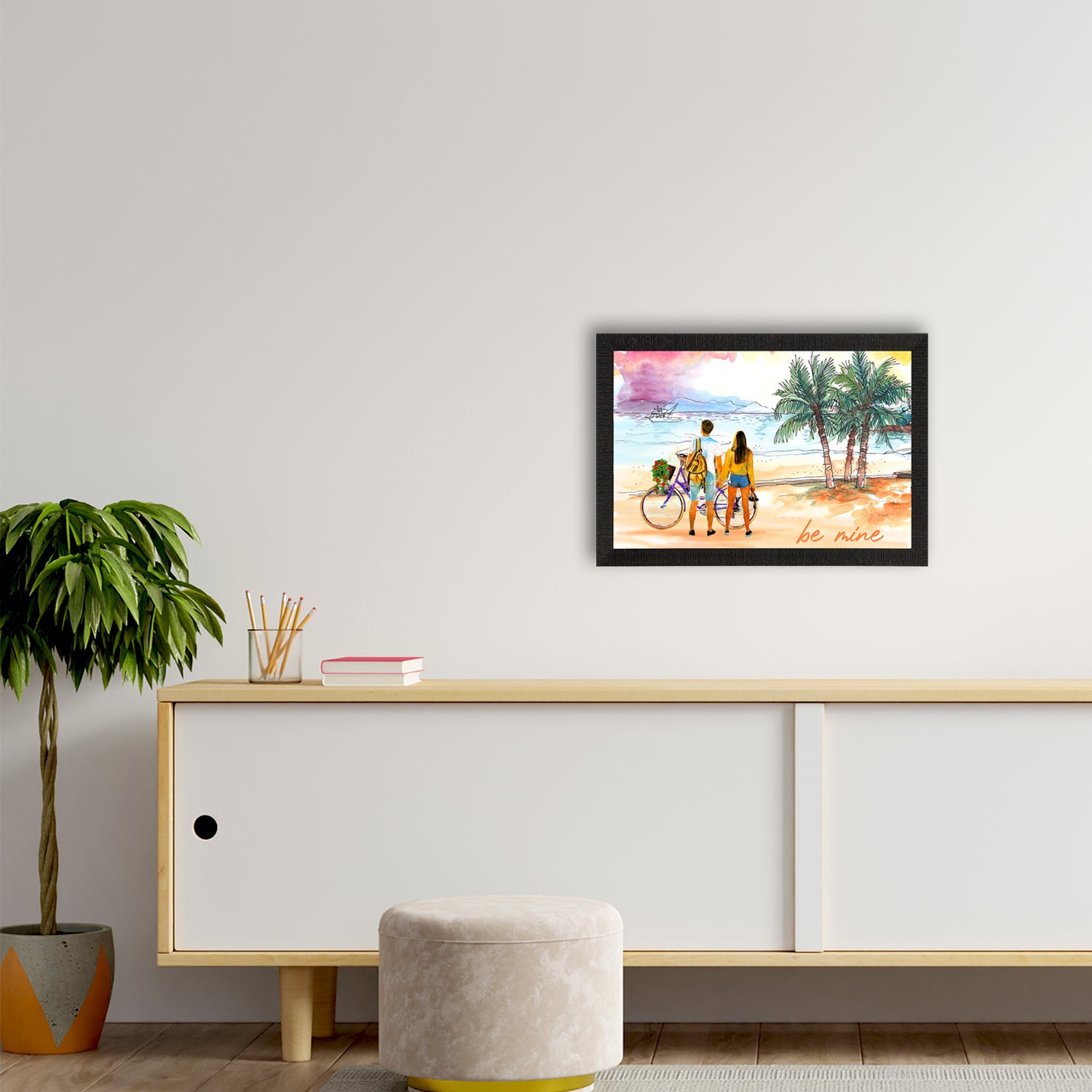 Romantic Couple on Beach Satin Matt Texture UV Art Painting 2