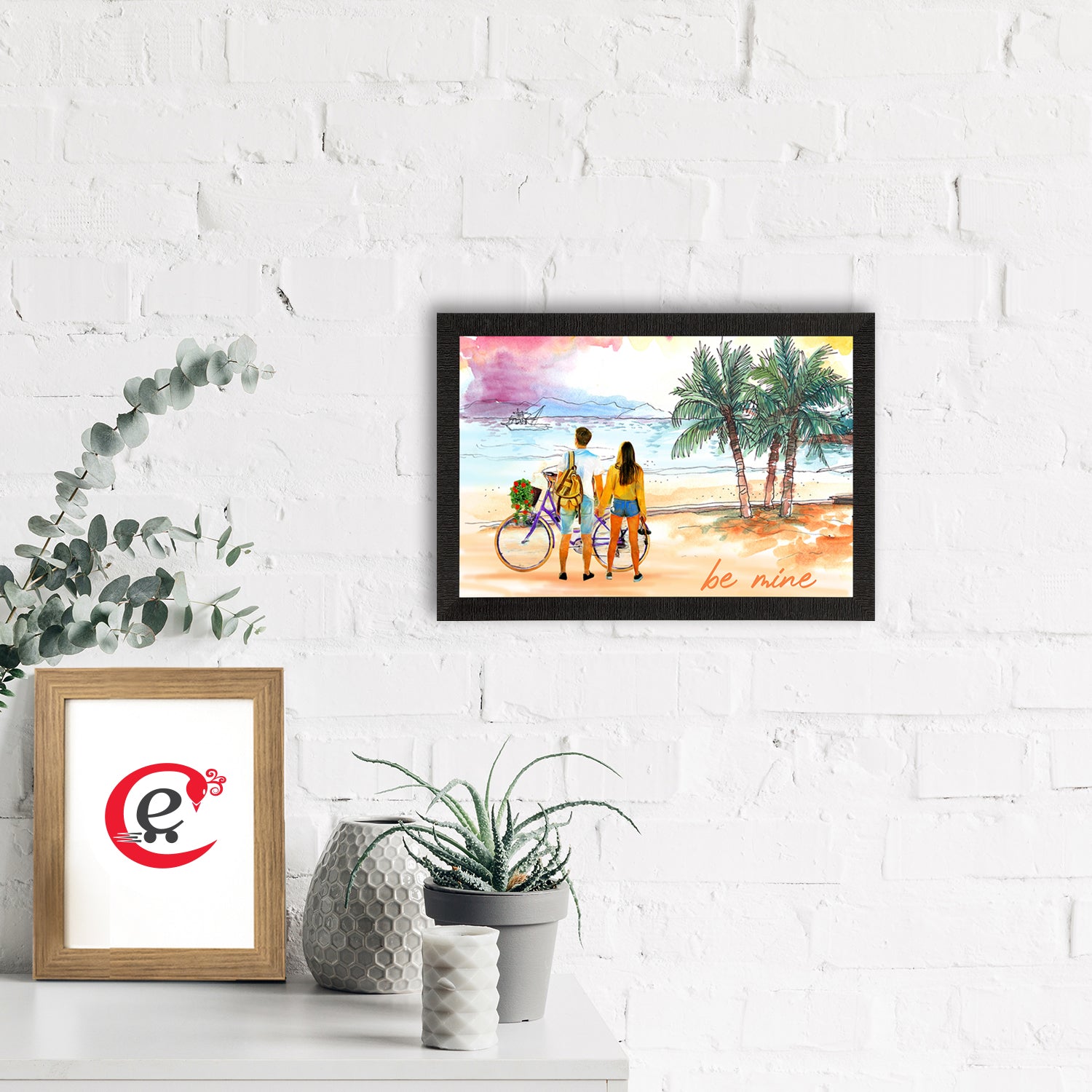 Romantic Couple on Beach Satin Matt Texture UV Art Painting 1