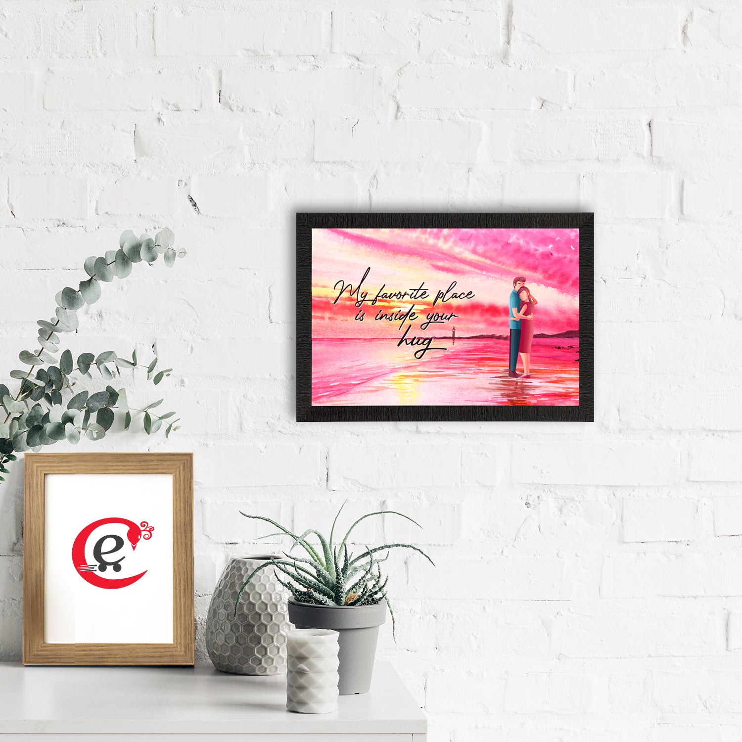 "My favorite place is inside your Hug" Love Theme Quote Satin Matt Texture UV Art Painting 1