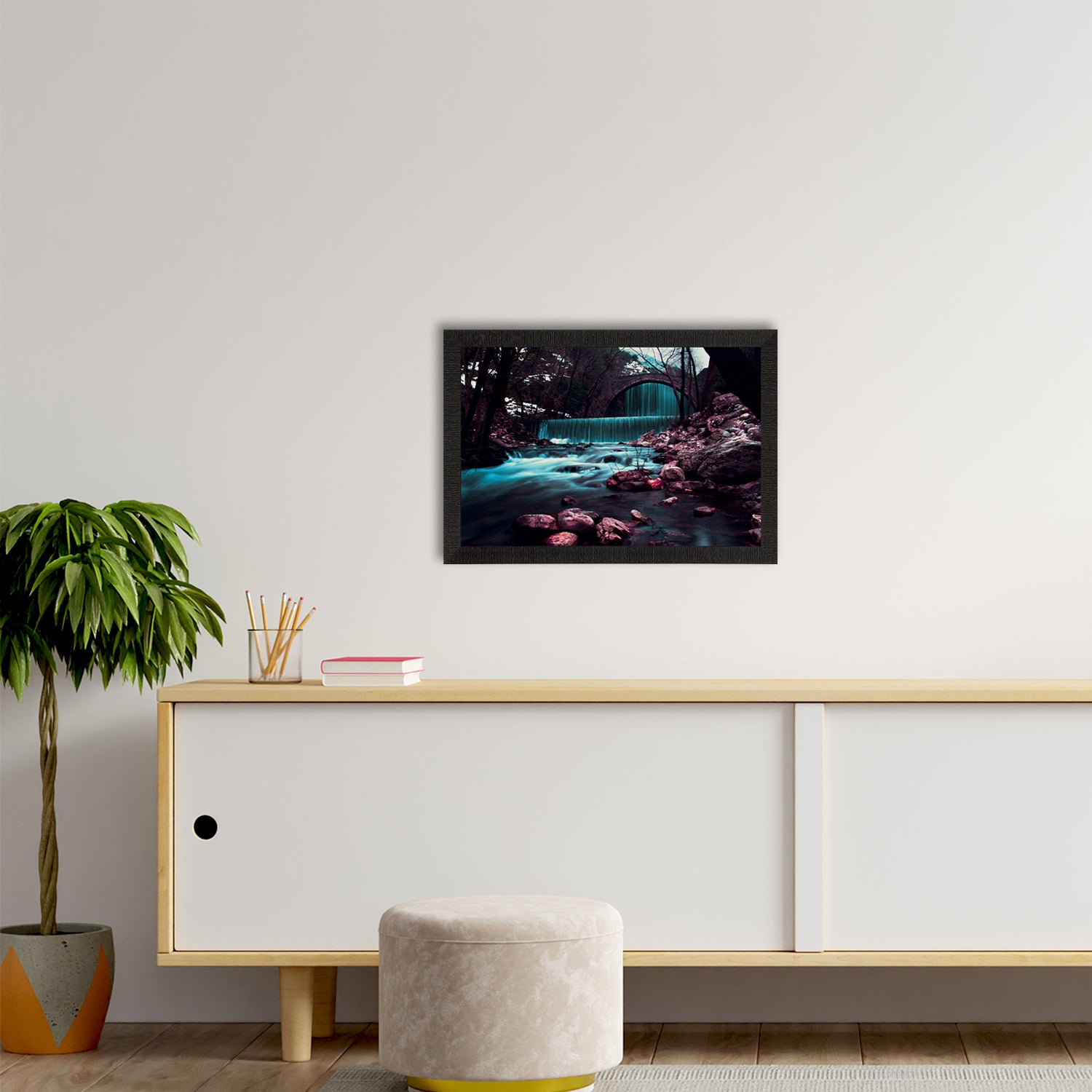 Beautiful Scenic Waterfall View Satin Matt Texture UV Art Painting 2