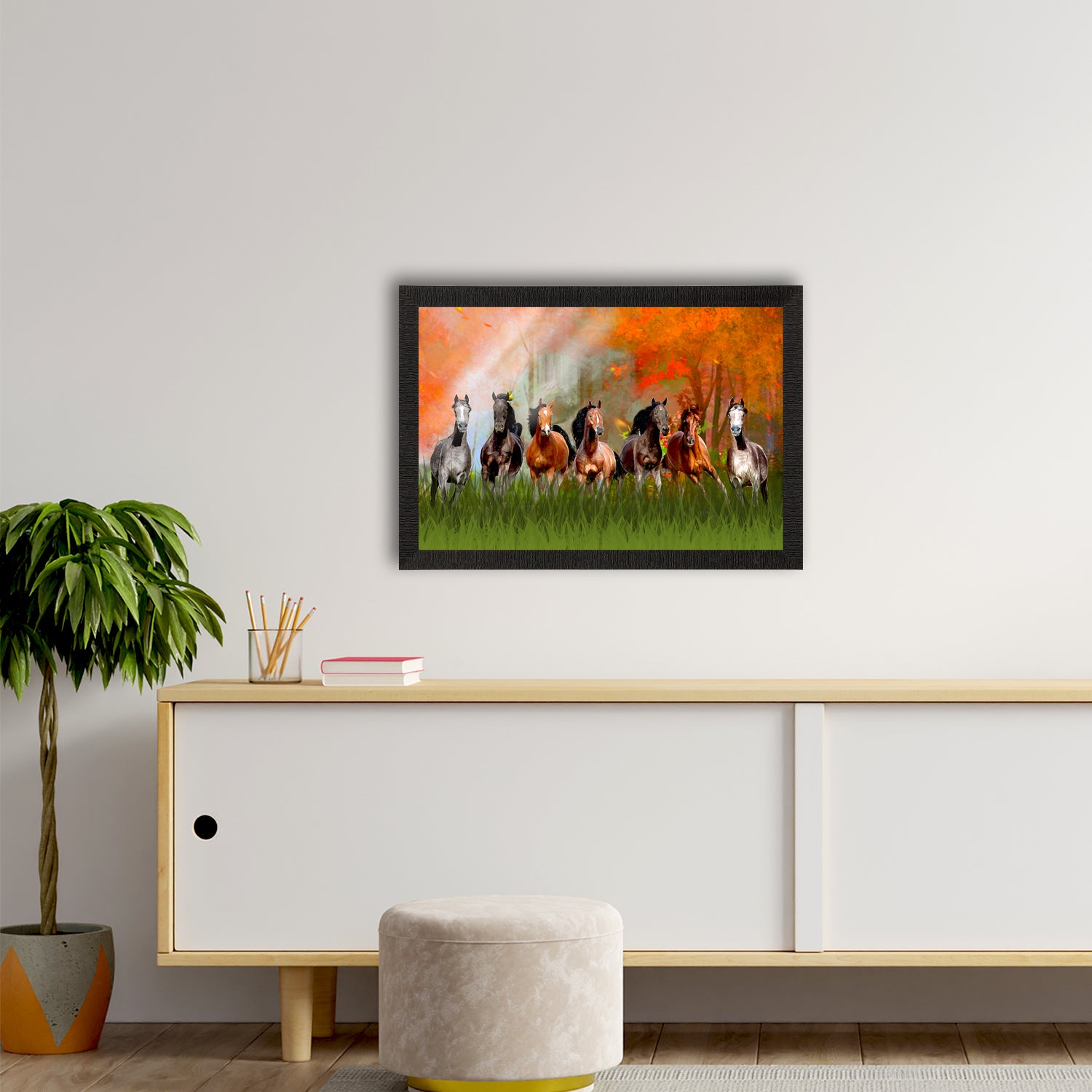 Seven Running Horses Painting Digital Printed Animal Wall Art 2