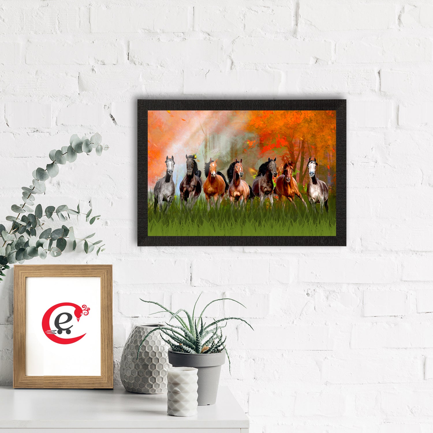 Seven Running Horses Painting Digital Printed Animal Wall Art 1