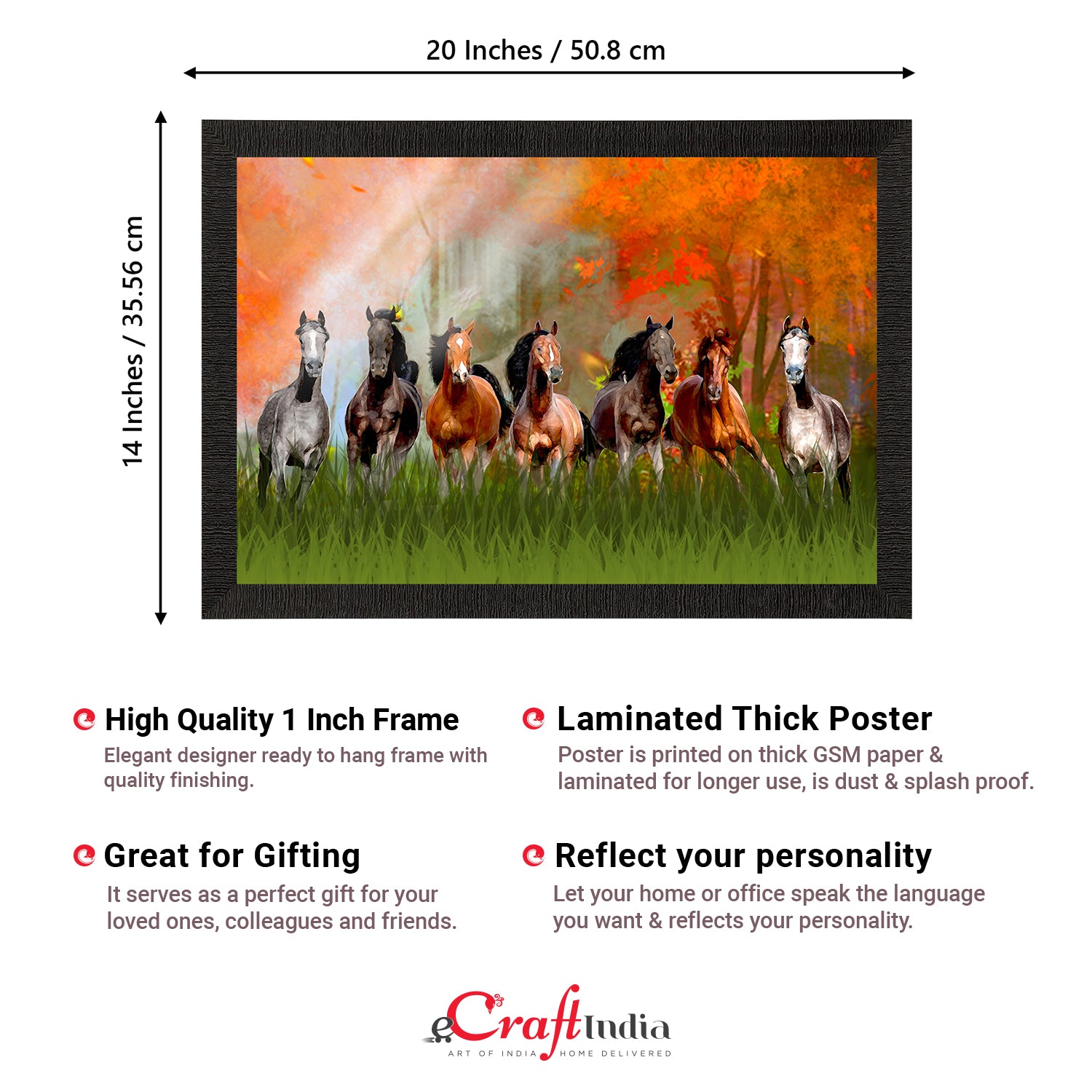 Seven Running Horses Painting Digital Printed Animal Wall Art 3