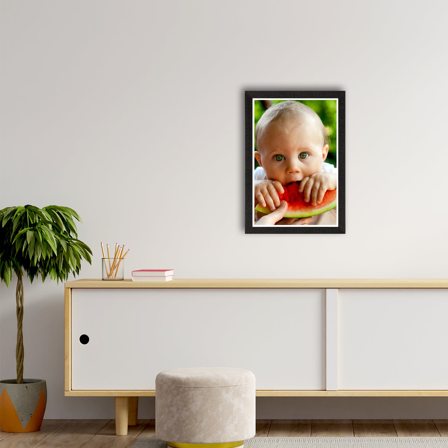 Cute Baby Eating Watermelon Painting Digital Printed Wall Art 2