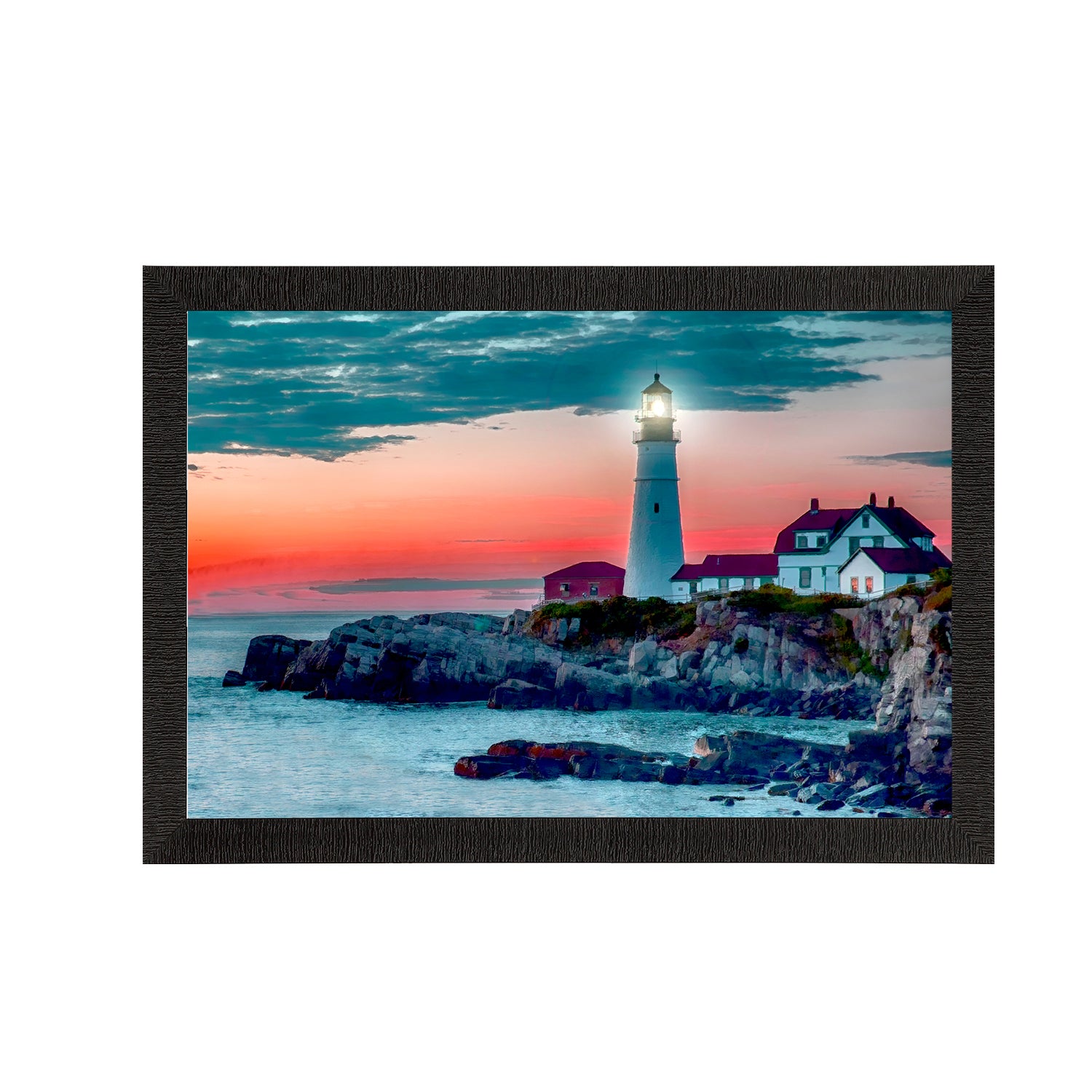 Seaside Lighthouse Scenic View Satin Matt Texture UV Art Painting