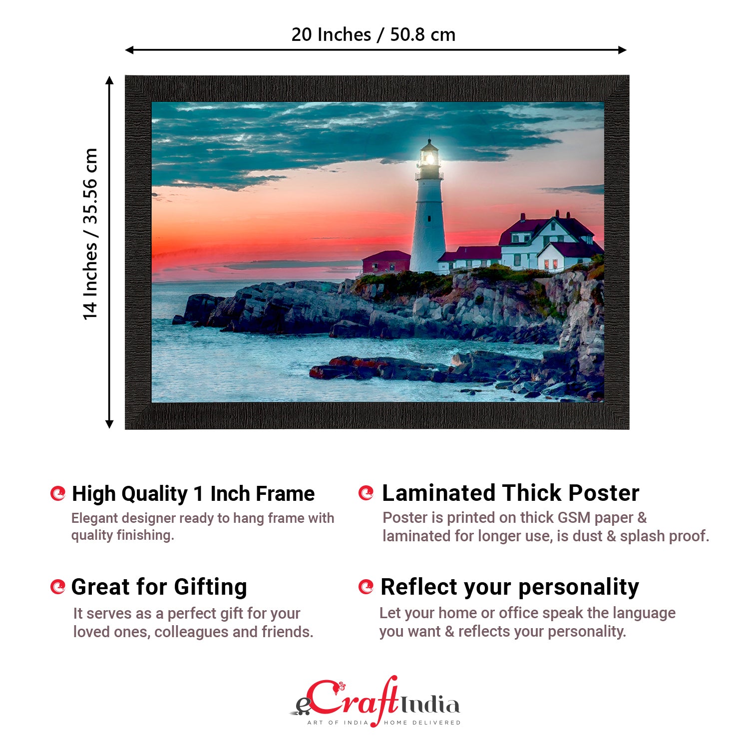 Seaside Lighthouse Scenic View Satin Matt Texture UV Art Painting 3