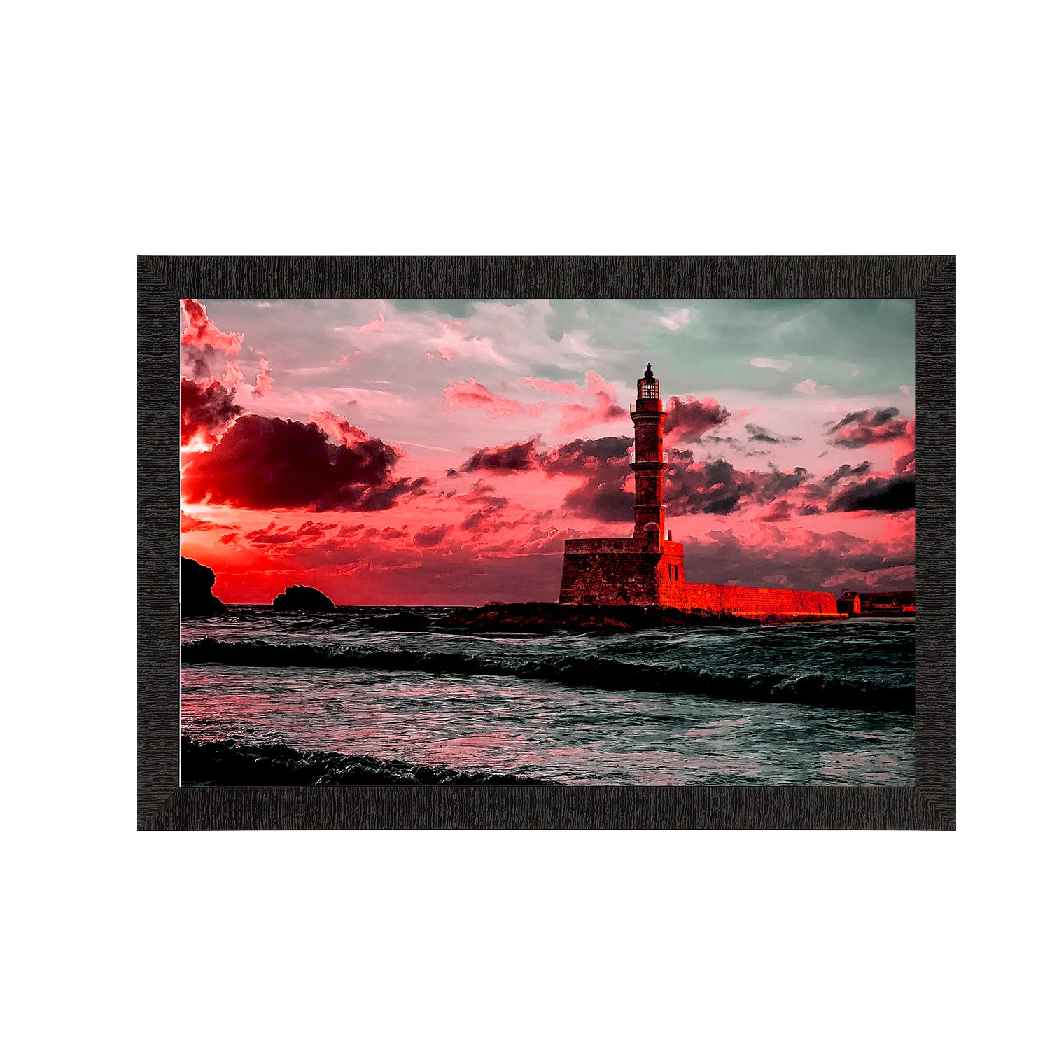 Seaside Lighthouse Scenic View Satin Matt Texture UV Art Painting