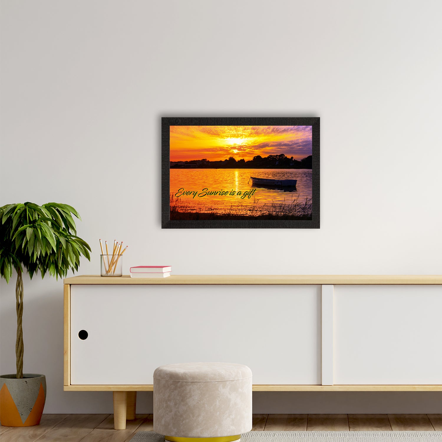 "Every Sunrise is a Gift" Beautiful Morning River View Satin Matt Texture UV Art Painting 2