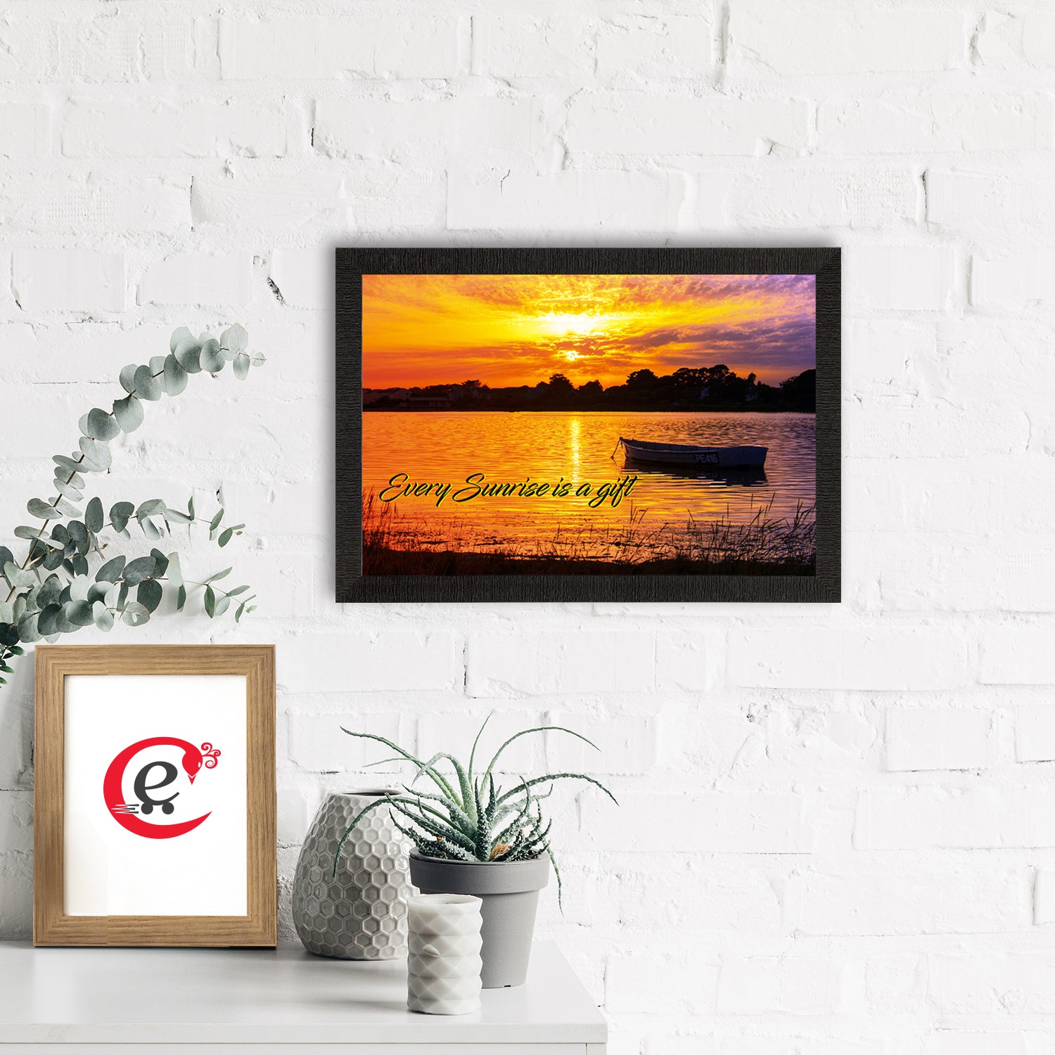 "Every Sunrise is a Gift" Beautiful Morning River View Satin Matt Texture UV Art Painting 1