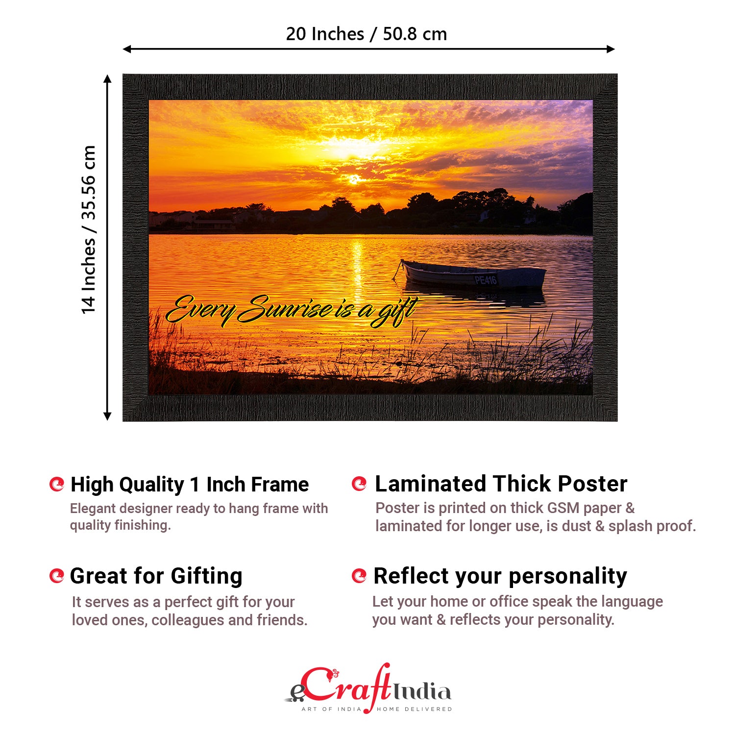 "Every Sunrise is a Gift" Beautiful Morning River View Satin Matt Texture UV Art Painting 3