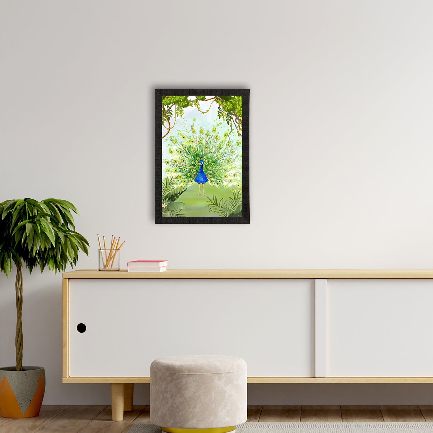 Dancing Peacock Satin Matt Texture UV Art Painting 2