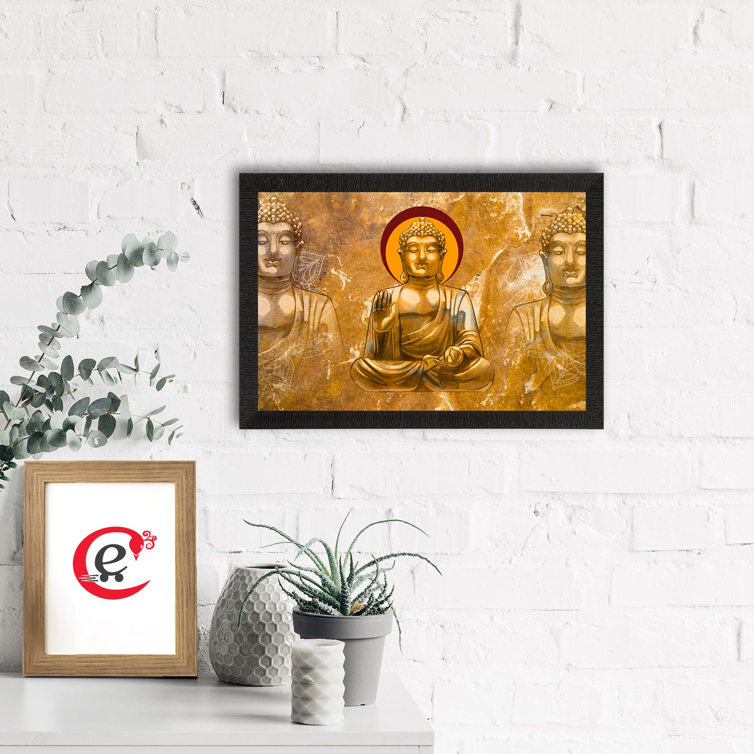 Meditating Lord Buddha Satin Matt Texture UV Art Painting 1