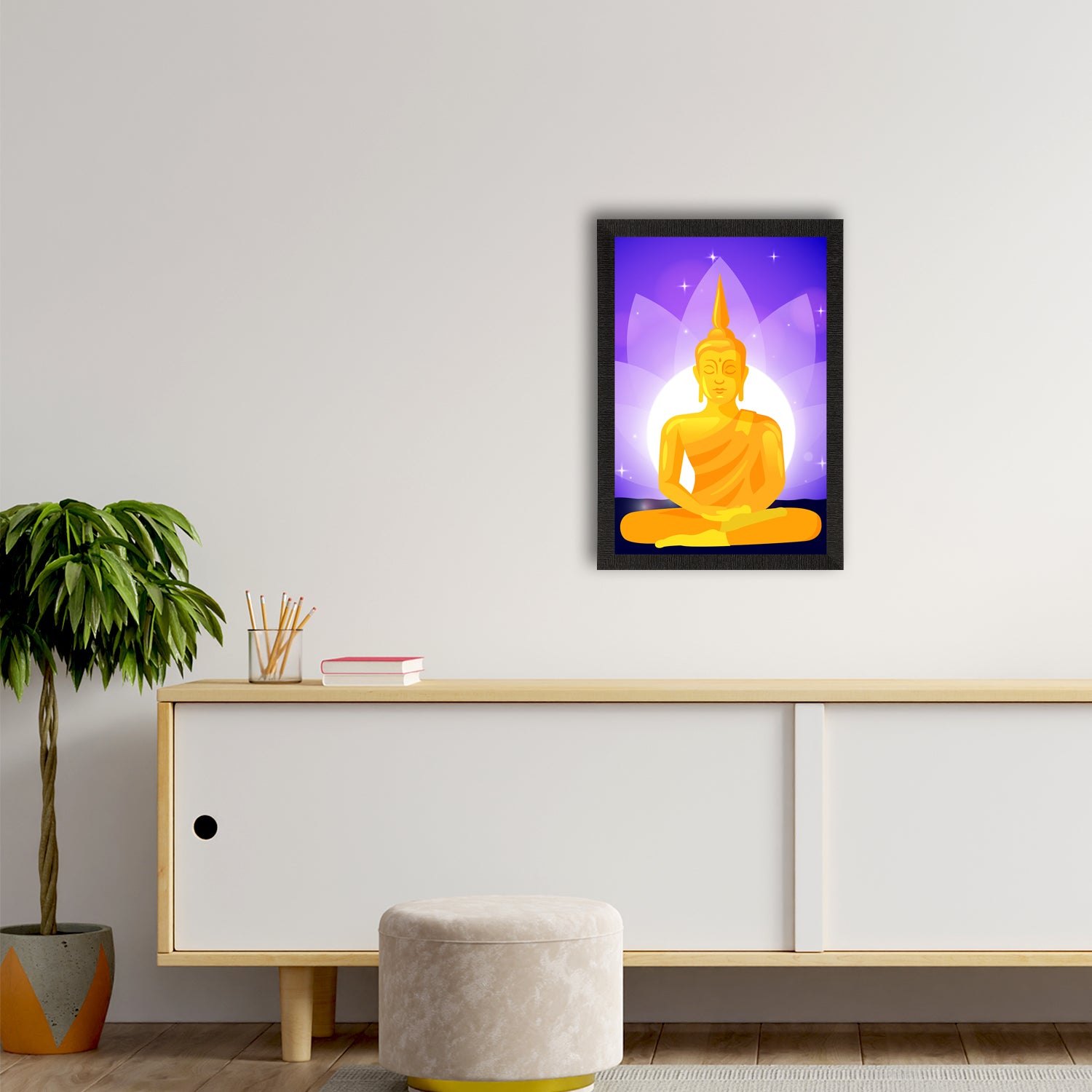 Meditating Lord Buddha Satin Matt Texture UV Art Painting 2