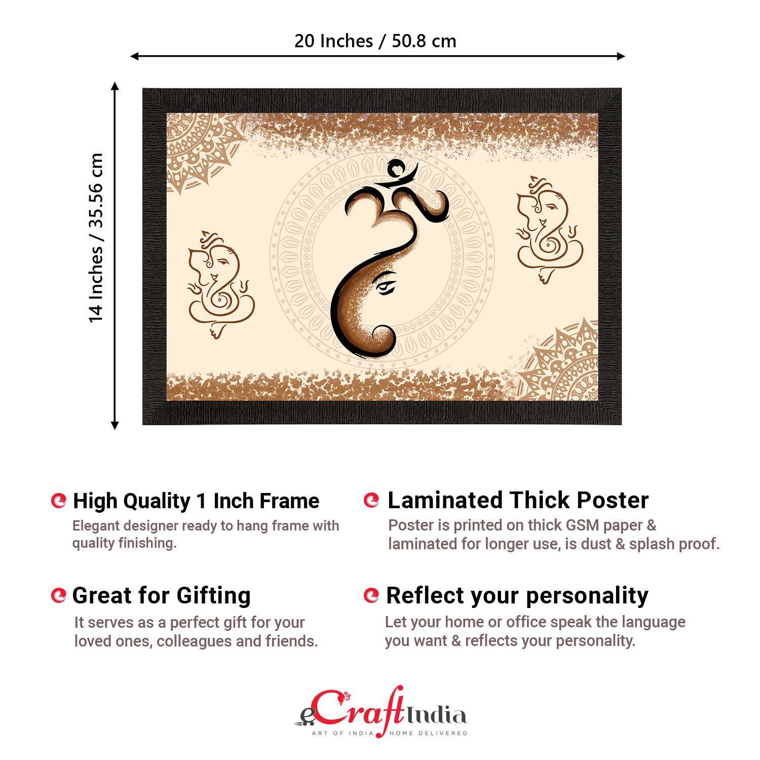 Lord Ganesha Satin Matt Texture UV Art Painting 3