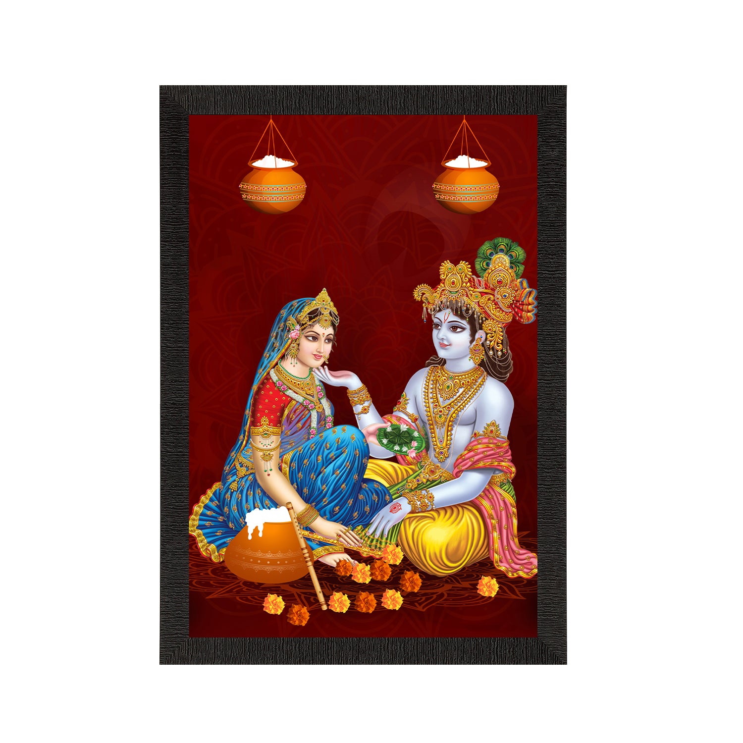 Radha Krishna Painting Digital Printed Religious Wall Art