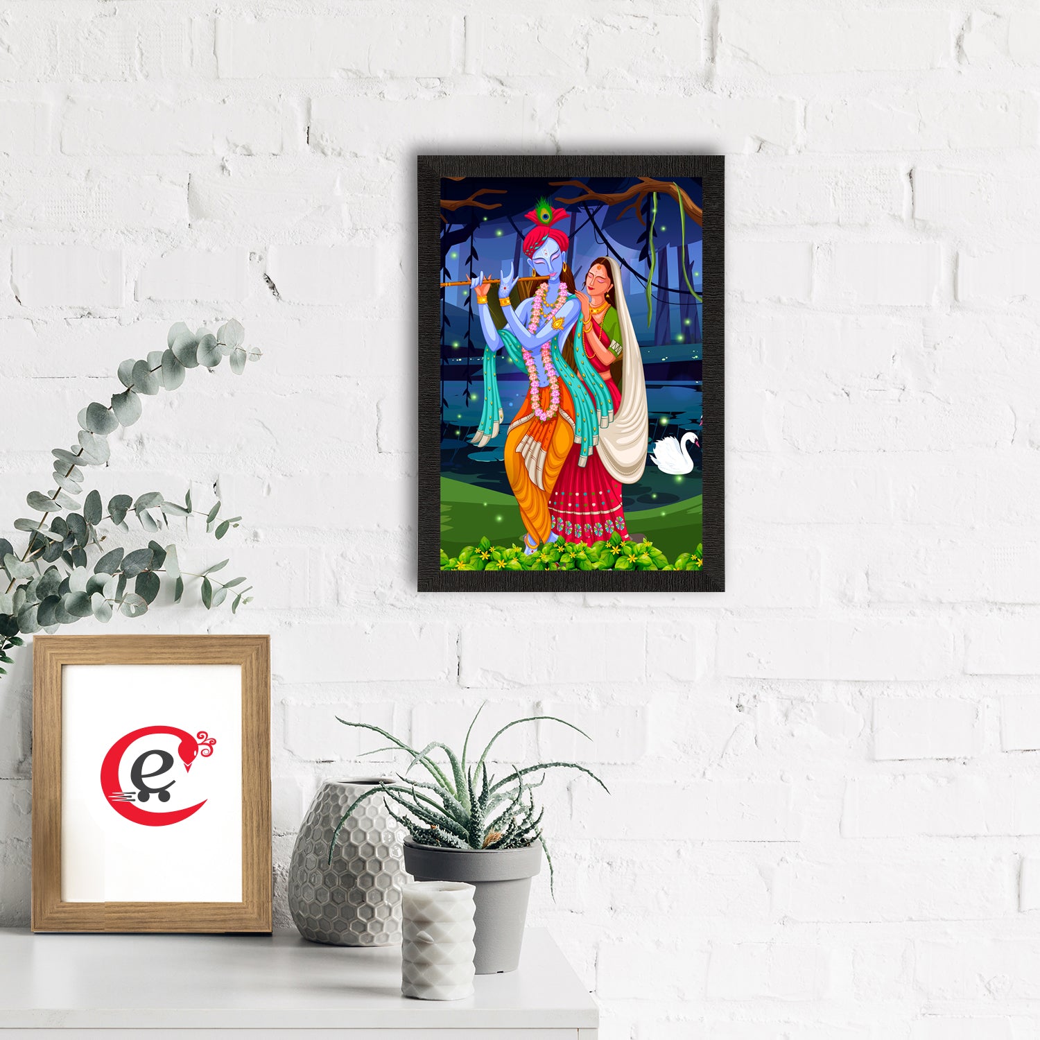 Radha Krishna Painting Digital Printed Religious Wall Art 1