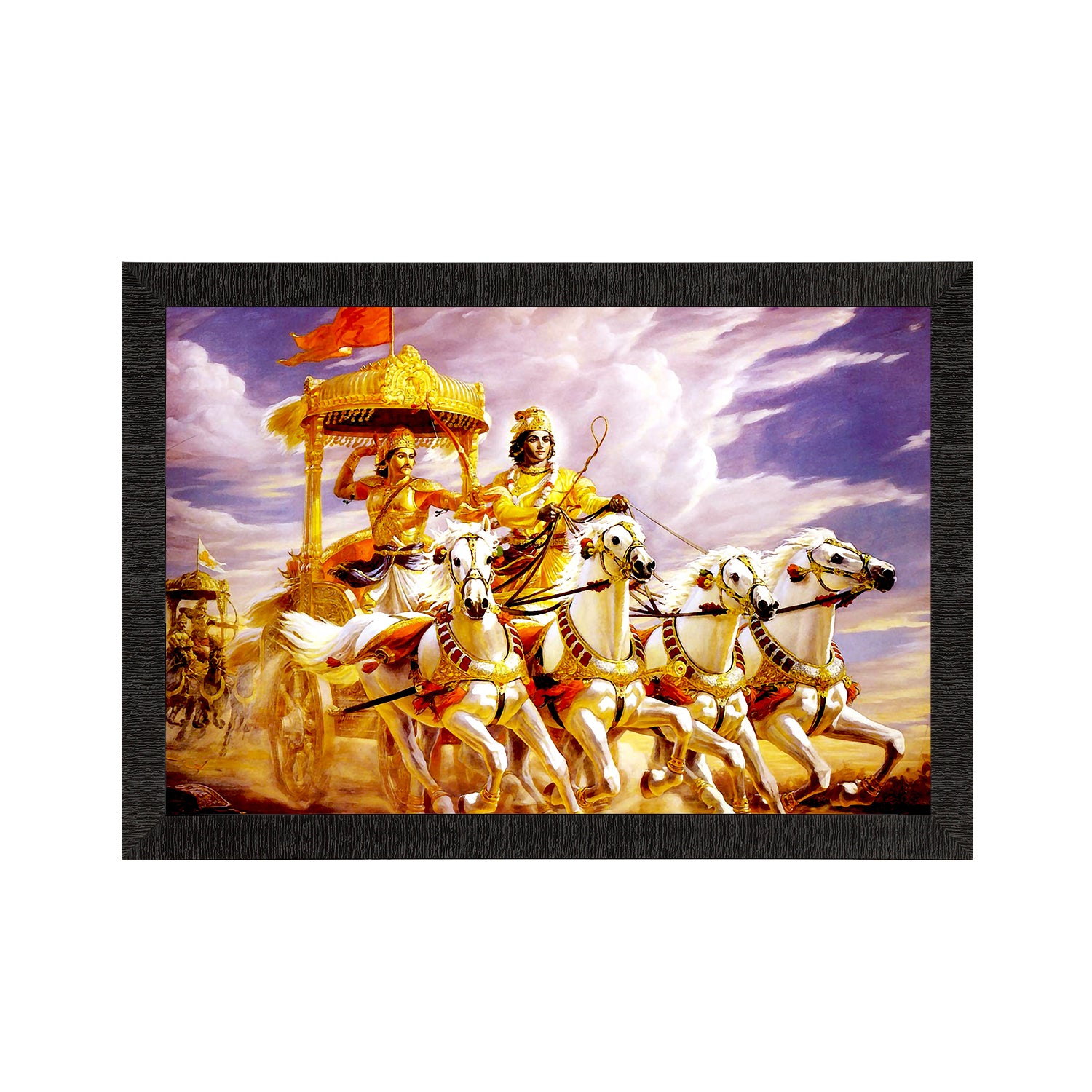 Krishna with Arjun on Rath Satin Matt Texture UV Art Painting