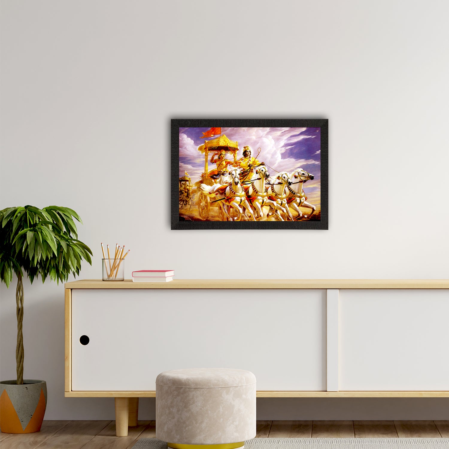 Krishna with Arjun on Rath Satin Matt Texture UV Art Painting 2