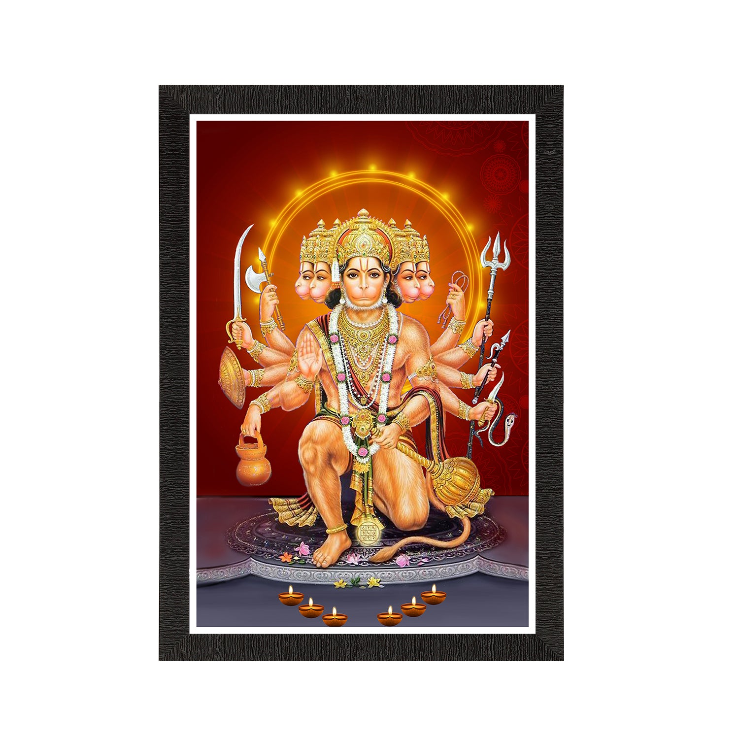 Panch Mukhi Lord Hanuman Satin Matt Texture UV Art Painting