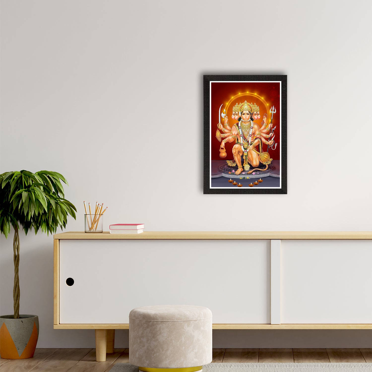 Panch Mukhi Lord Hanuman Satin Matt Texture UV Art Painting 2