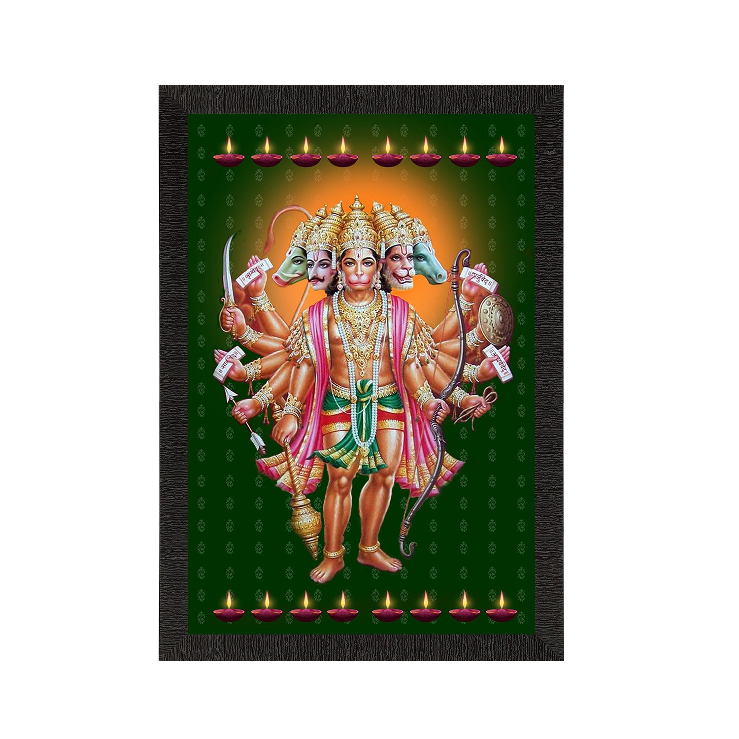 Panch Mukhi Lord Hanuman Satin Matt Texture UV Art Painting
