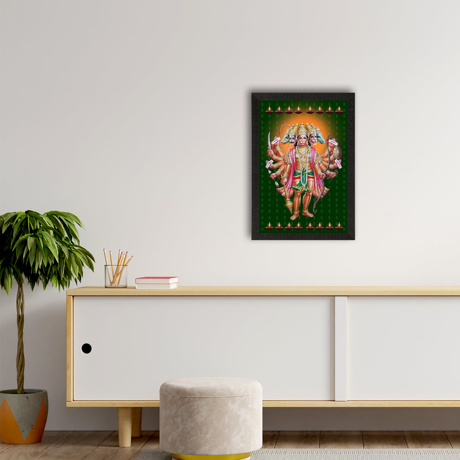 Panch Mukhi Lord Hanuman Satin Matt Texture UV Art Painting 2