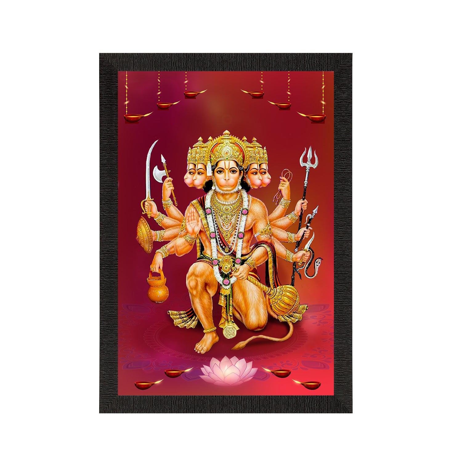 Panch Mukhi Lord Hanuman Satin Matt Texture UV Art Painting