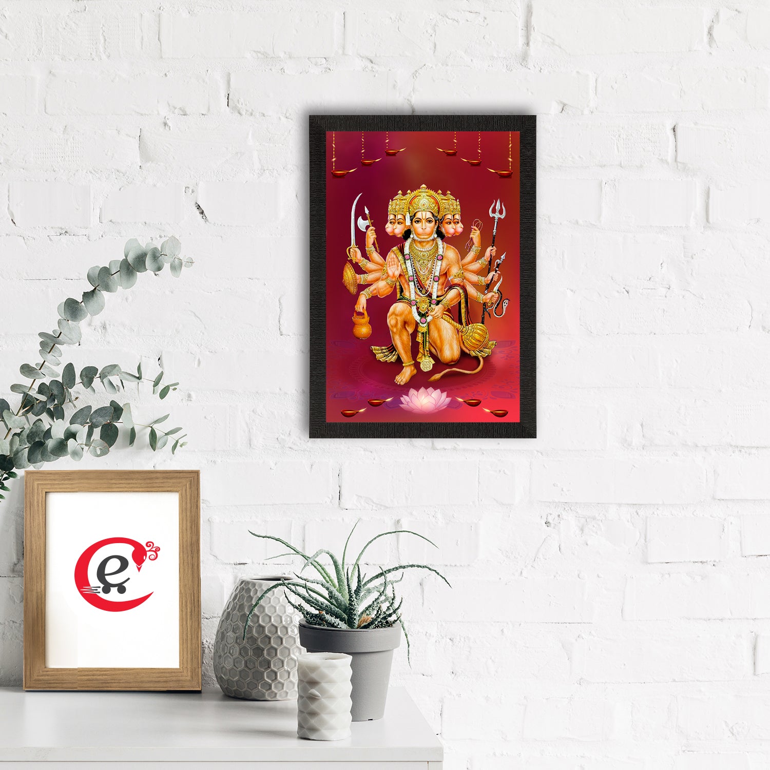 Panch Mukhi Lord Hanuman Satin Matt Texture UV Art Painting 1