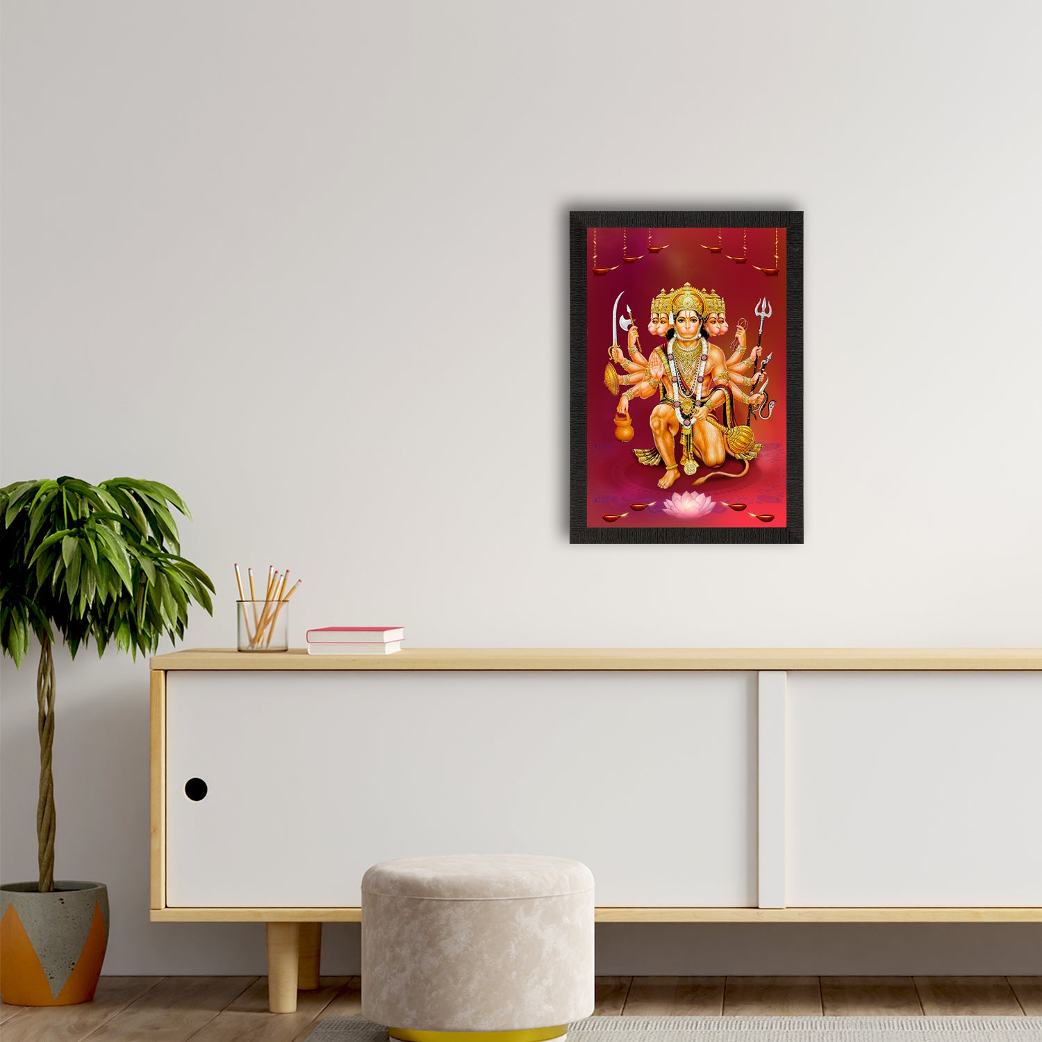 Panch Mukhi Lord Hanuman Satin Matt Texture UV Art Painting 2