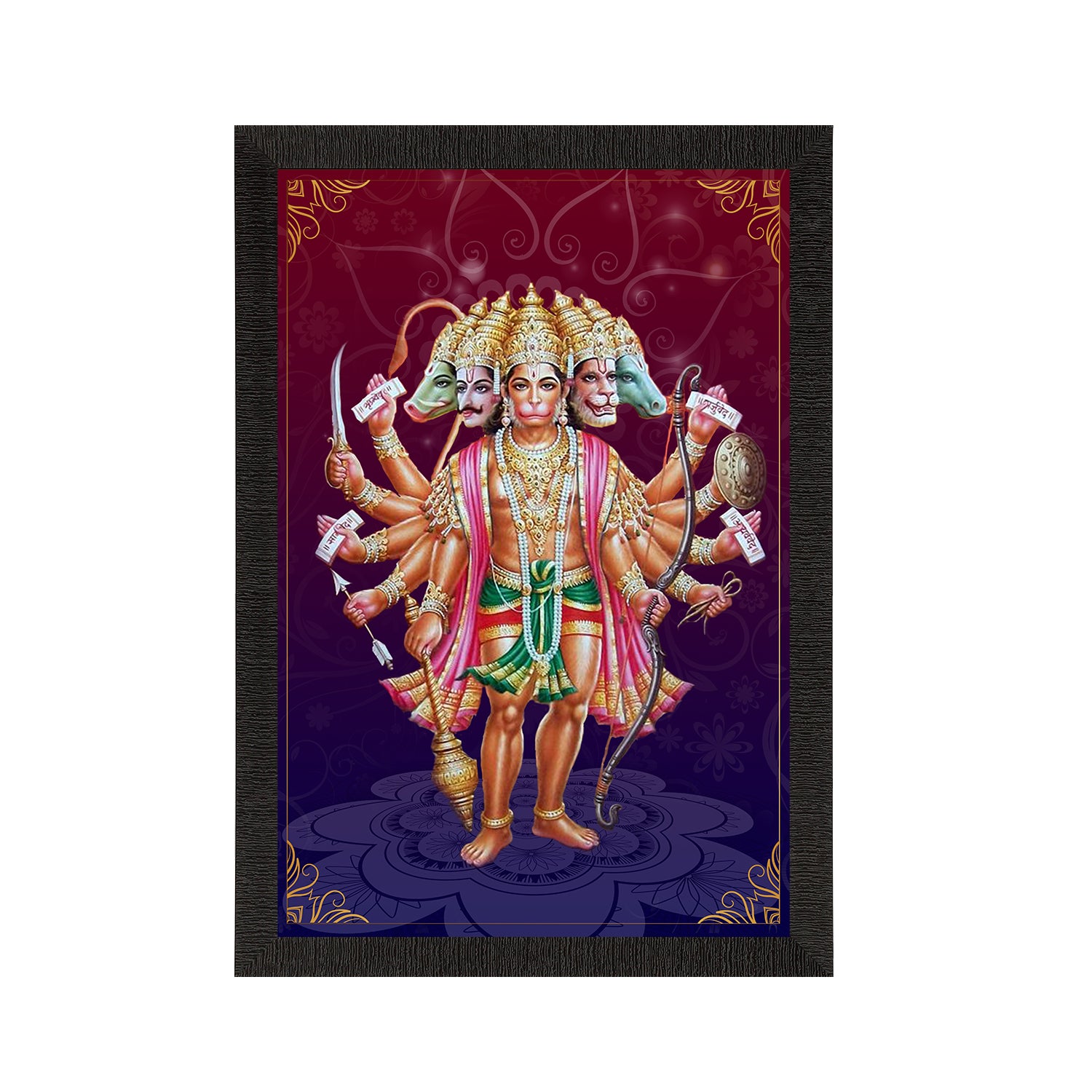 Panch Mukhi Lord Hanuman Satin Matt Texture UV Art Painting