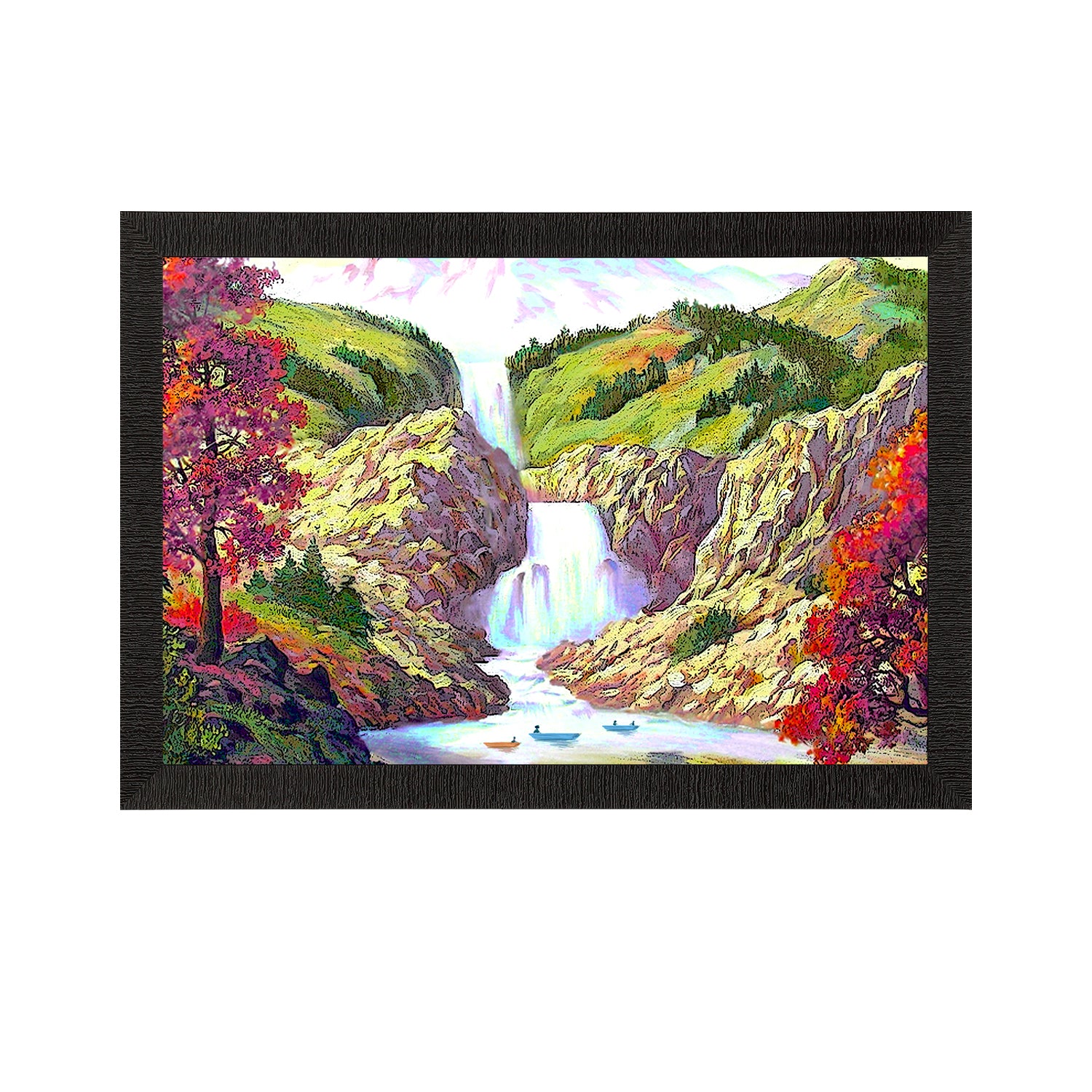 Waterfall Scenic View Satin Matt Texture UV Art Painting