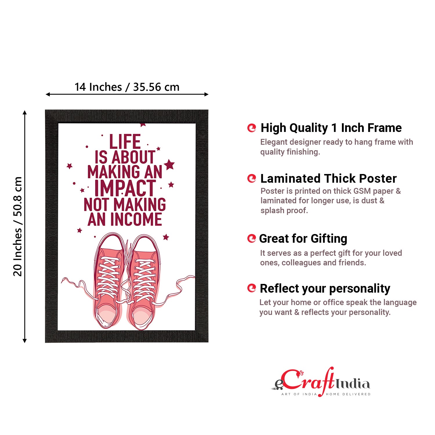 "Life Is About Making An Impact Not Making An Income" Motivational Quote Satin Matt Texture UV Art Painting 3