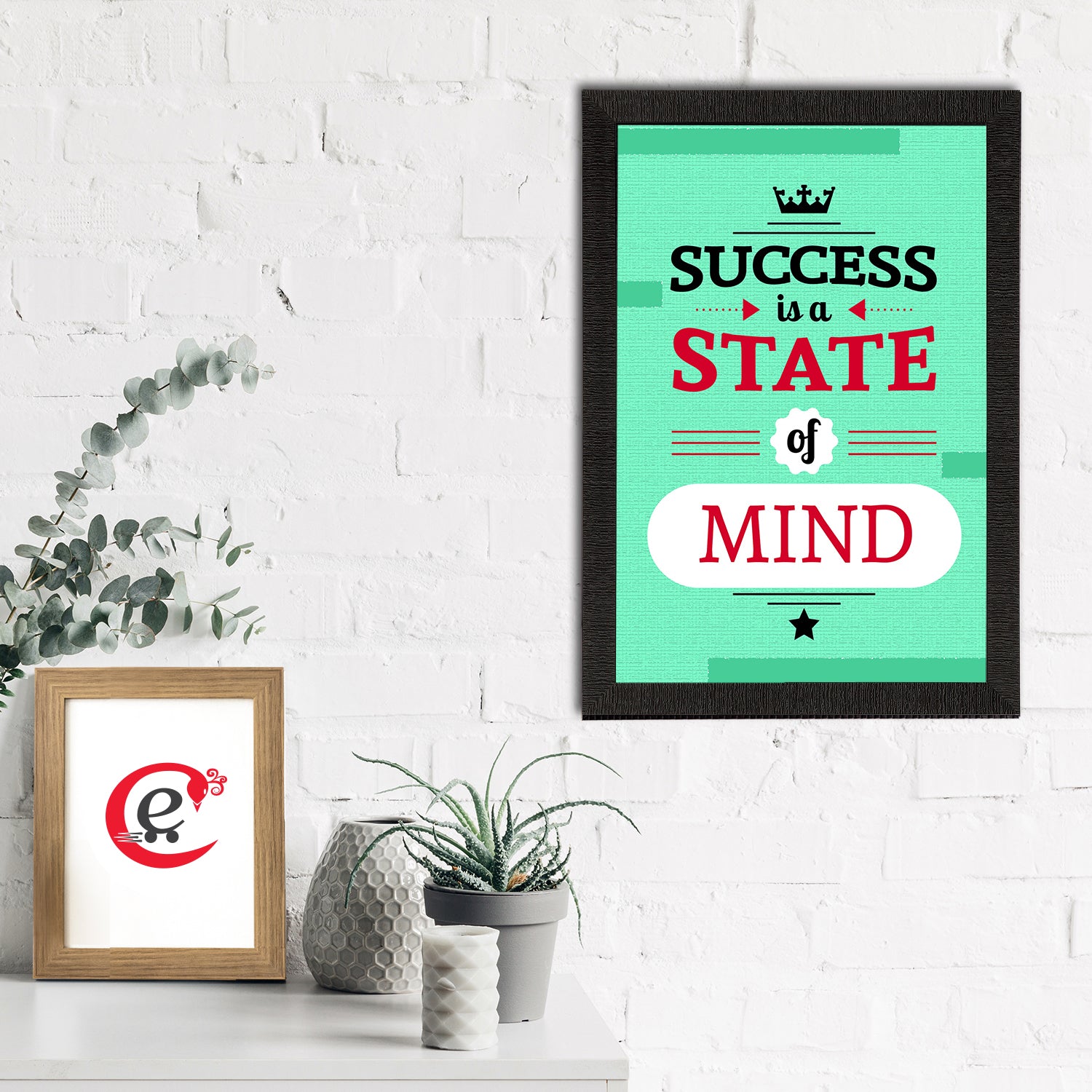 "Success Is A State of Mind "Motivational Quote Satin Matt Texture UV Art Painting 1