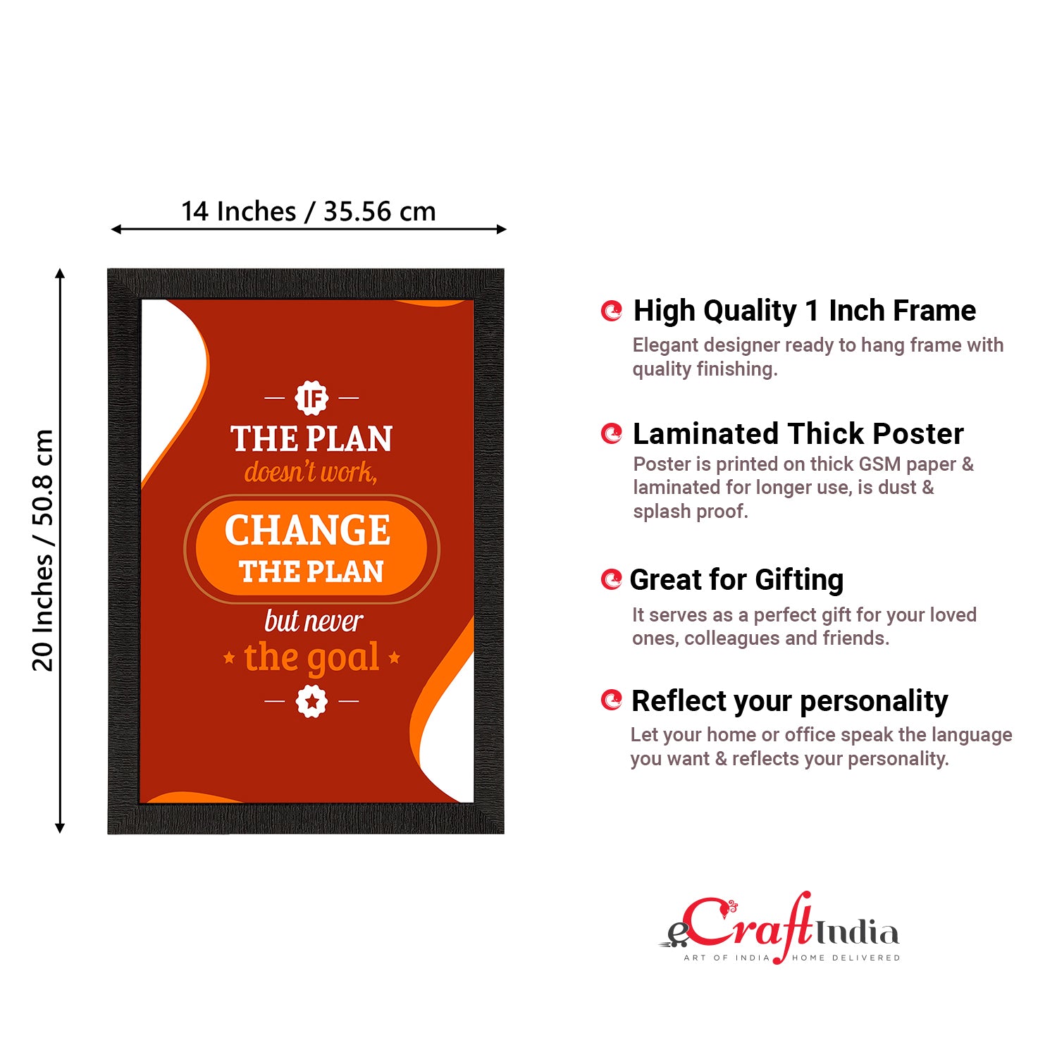 "If The Plan Doesnt Work, Change The Plan But Never The Goal" Motivational Quote Satin Matt Texture UV Art Painting 3