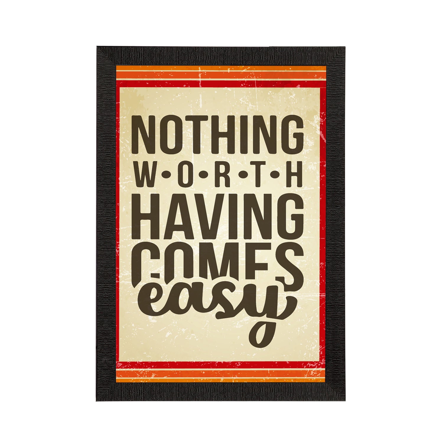 "Nothing Worth Having Comes Easy" Motivational Quote Satin Matt Texture UV Art Painting