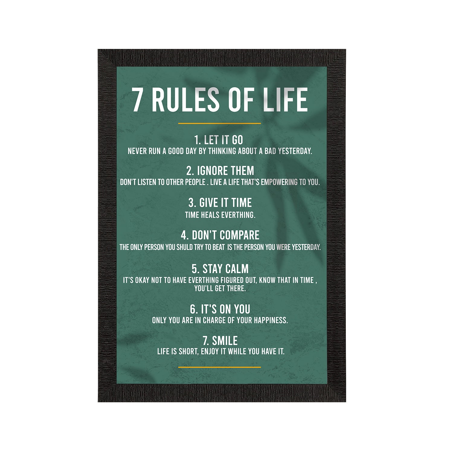"7 Rules of Life " Motivational Quote Satin Matt Texture UV Art Painting