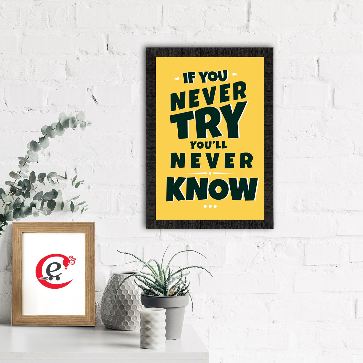 "If You Never Try, You'll Never Know" Motivational Quote Satin Matt Texture UV Art Painting 1